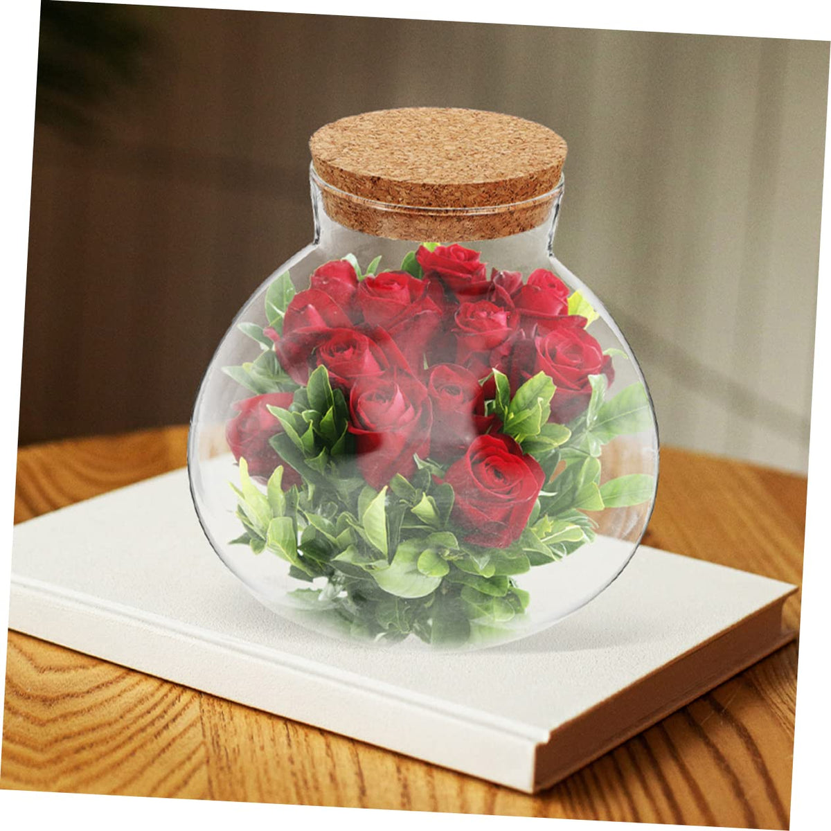 HYTROVE Terrarium Plant Decor Holder Glass Jar Moss Plant Bottle Micro Landscape Planter Bottle DIY Cork Glass Eco for Home Decor