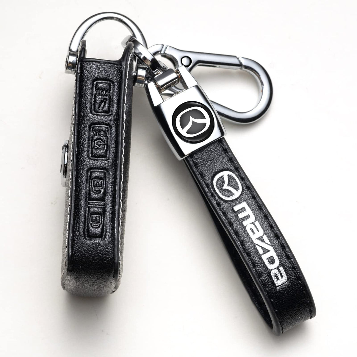 Daoquan Key case for Mazda,Key Fob Cover Leather Key Holder Remote Key Protection Case Suit for Mazda 6 CX-5 CX-30 CX-9 Mazda 3 Mazda 3 Hatchback 2019-2022 4 Buttons