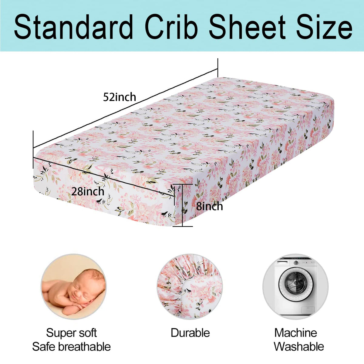 Bimocosy Crib Sheets 4 Pack, Baby Crib Sheets Fitted for Boys and Girls Breathable & Snug Fit, Soft Toddler Bed Sheets for Standard Crib Mattress Nursery Daycare Essentials, Elephant Dreams
