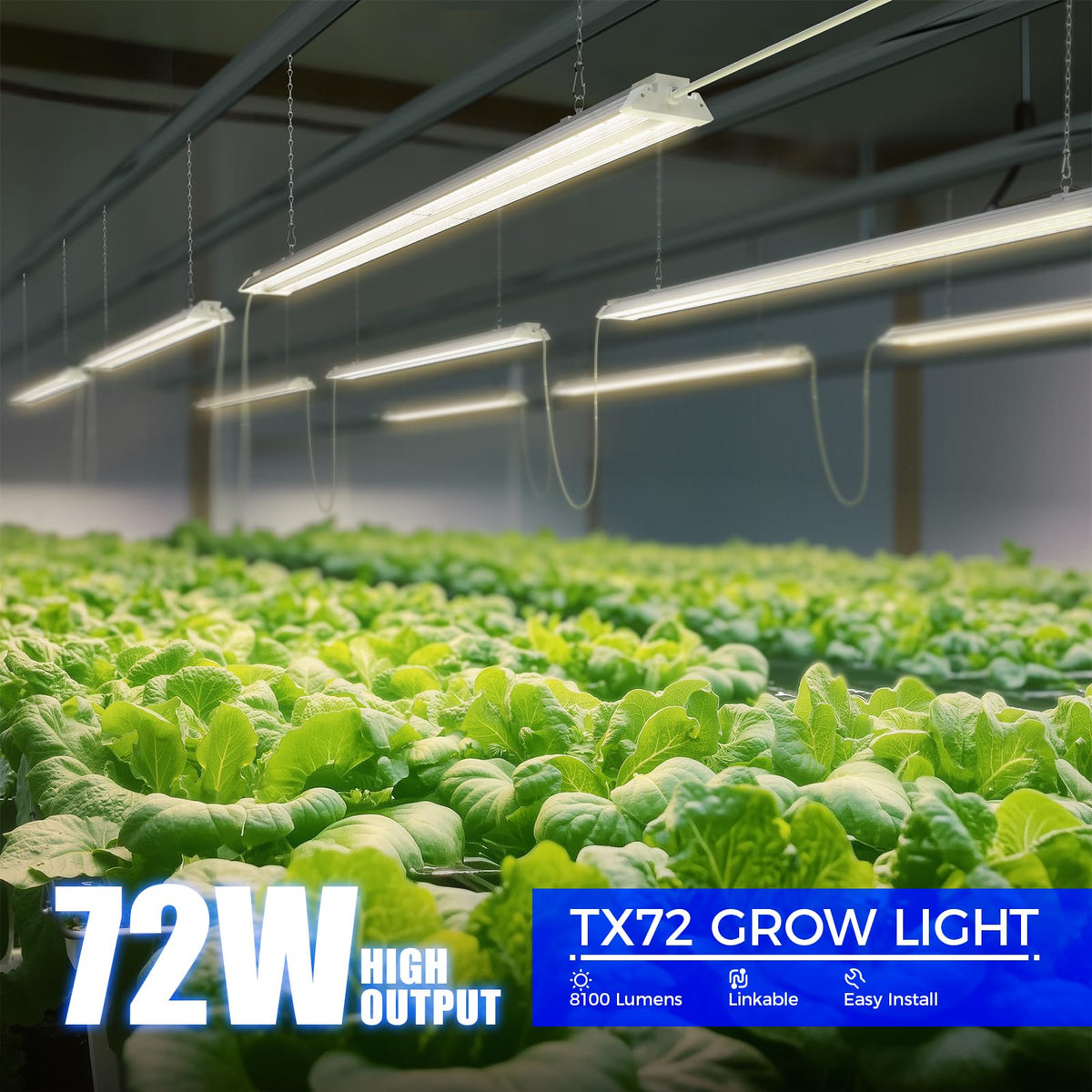 Barrina TX72 Grow Light, 72W (500W Equivalent), Full Spectrum with 660nm Red LEDs, Linkable, 4FT, Aluminium and PC, 1 Pack