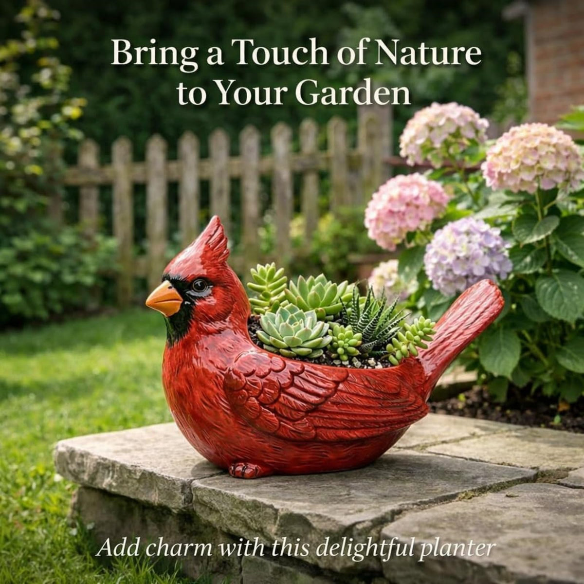 Cardinal Bird Succulent Planter,Resin Decorative Flower Pot for Indoor Plants, Cute Red Bird Planter for Garden Windowsill Desk Decor Unique Gift (Red)