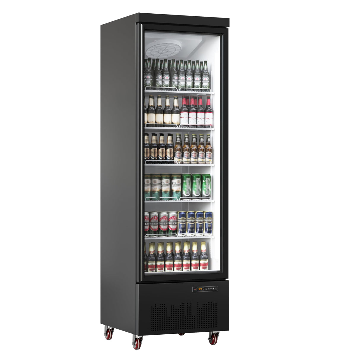 Commercial Refrigerator 17.7 Cu.ft Beverage Cooler, Glass Door Display Fridge with 5 Adjustable Shelves, Large Capacity Bar Fridge for Restaurant, Store, Upright Freezer for Home, Black
