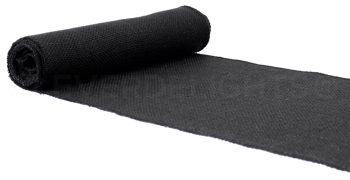 CleverDelights 9" Black Burlap Roll - Finished Edges - 5 Yards - Jute Burlap Fabric