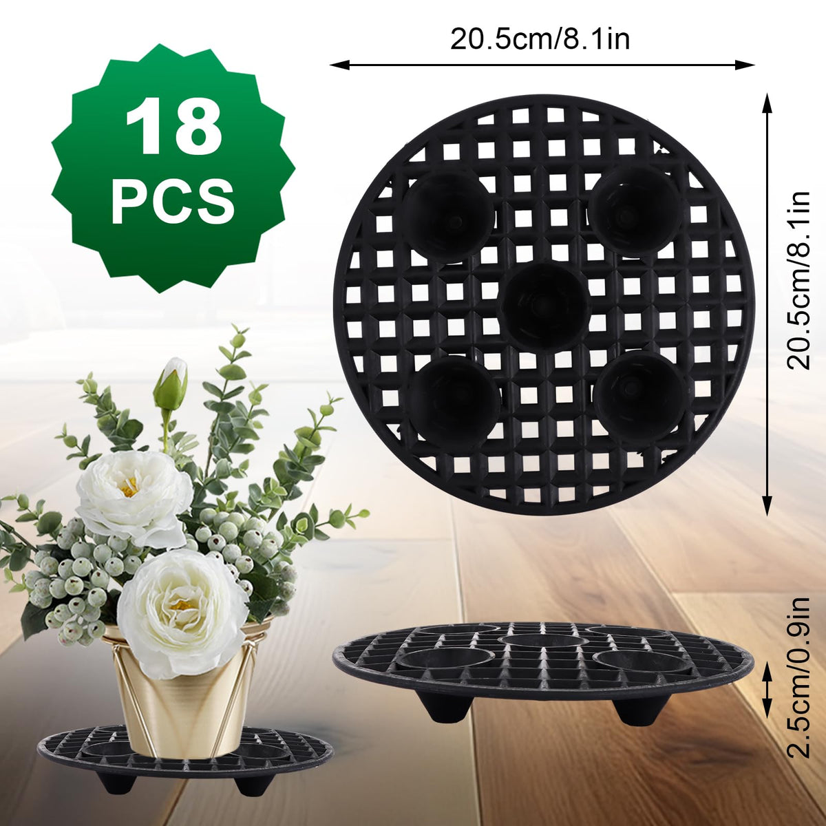 HNBun 18 PCS Plant Level Pot Elevator, 20 cm / 8 Inch Plant Riser Holder Plastic Floor Protector Plant Trivet, Plant Stand Indoor Outdoor for Prevent Rot and Damage on Patio & Deck