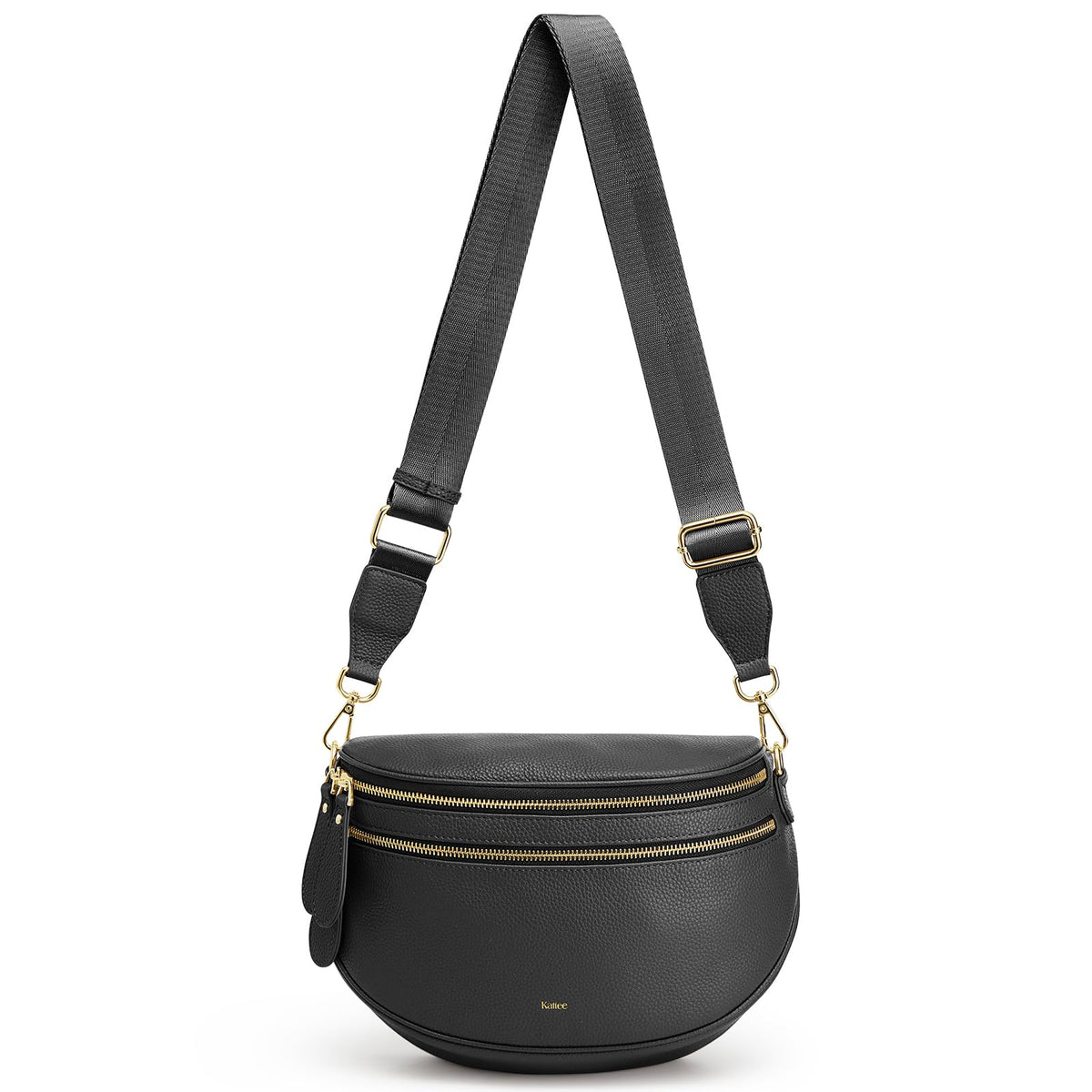 Kattee Crossbody Bag Bum Bags for Women, Leather Fanny Packs Belt Bag, Spacious Sling Purses for Women with RFID Blocking, Black