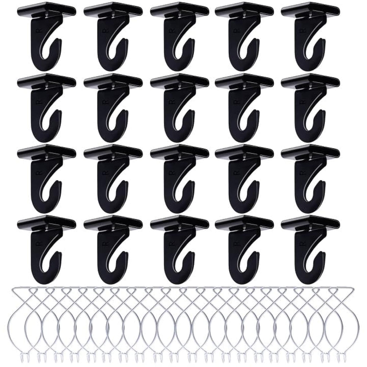 OALEN 40 Drop Ceiling Hooks for Classrooms & Offices, Black Heavy Duty Ceiling Hooks for Hanging Plants & Decorations, Metal T-Bar Hooks for Suspended Drop Ceiling Tiles