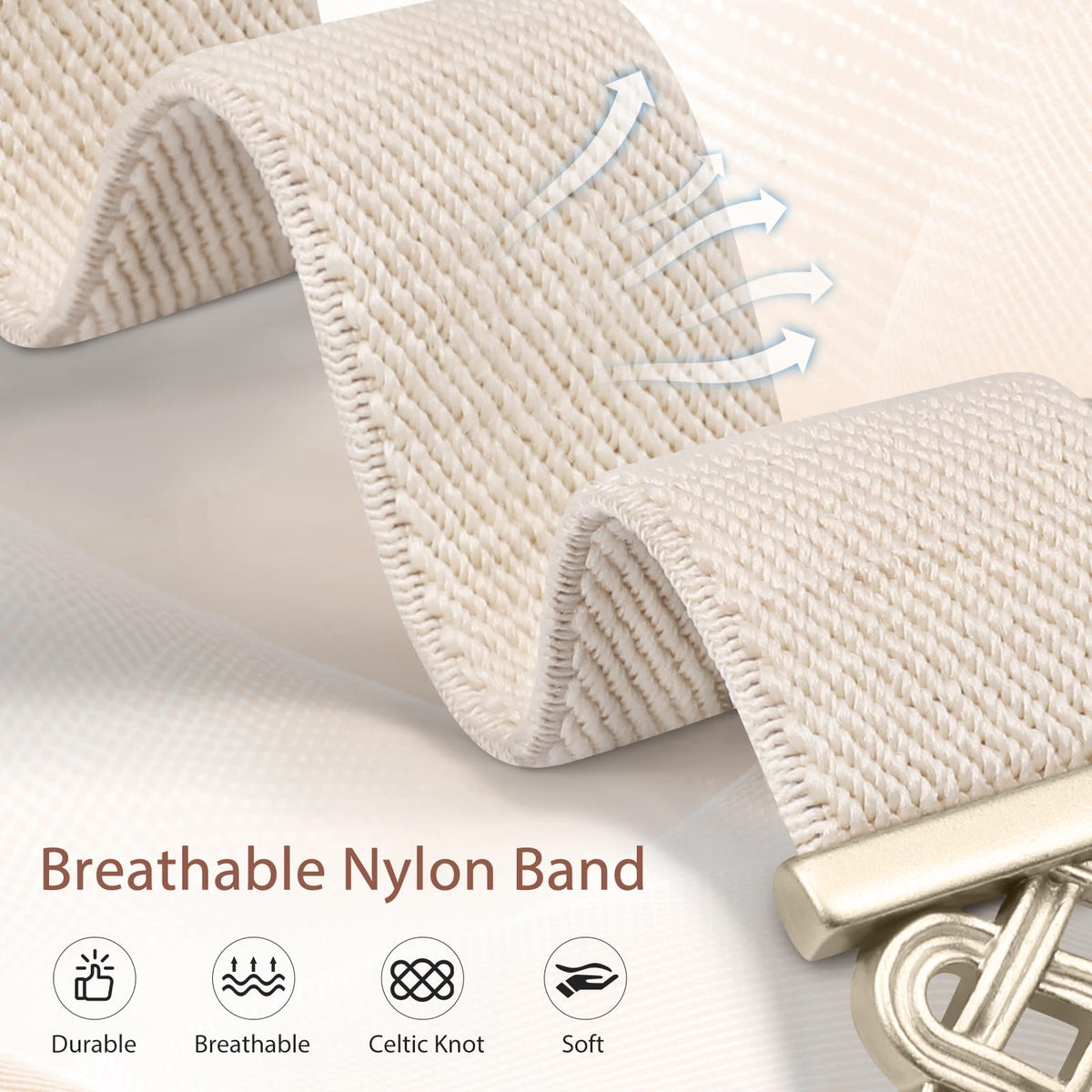 Minyee Magnetic Stretchy Band Compatible with Samsung Galaxy Watch 7/6/5/4/FE/Active 2 40mm 44mm/Watch 6 Classic 43mm 47mm/5 Pro 45mm Women, Celtic Knot Soft Elastic Nylon Fabric Strap,Champagne Gold