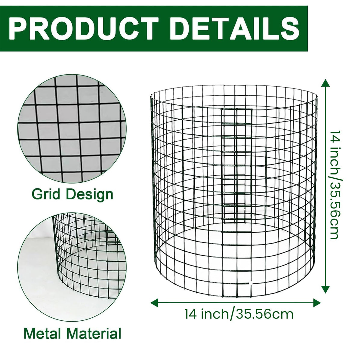Hyuetrsa 12 Pack Plant Protectors from Animals, 14'' Dia x 14'' H Wire Plant Protector Cage,24 Pcs Pre-Bent Metal Mesh Plant Cages to Keep Rabbits, Squirrels and Chicken Out with Zip Ties & Stakes