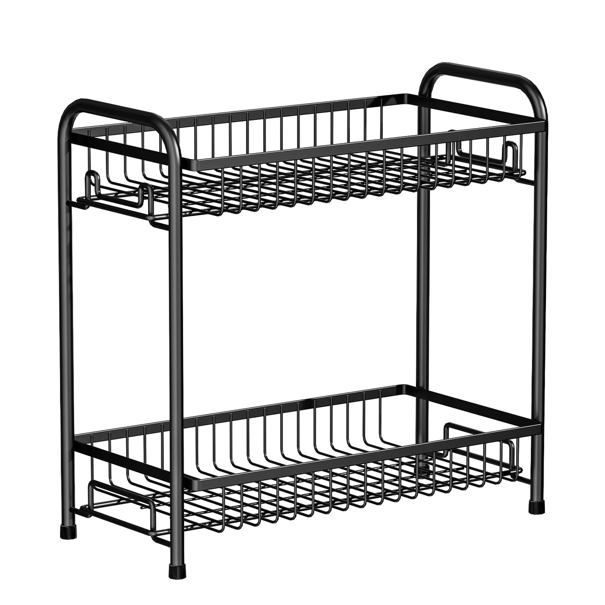 AURIKAR Spice Rack for Countertop, 2-Tier Standing Sturdy Metal Seasoning Organizer Holder, Space Saving Spice Shlef for Kitchen, Cabinet, Pantry Storage, Easy Assembly, Black