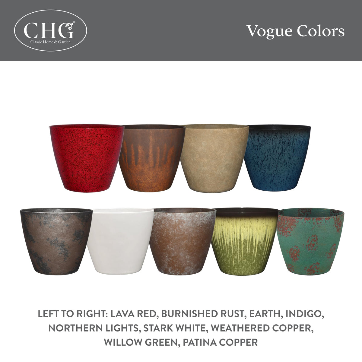 Classic Home and Garden Premiere Collection Planter Vogue, 8", Patina Copper