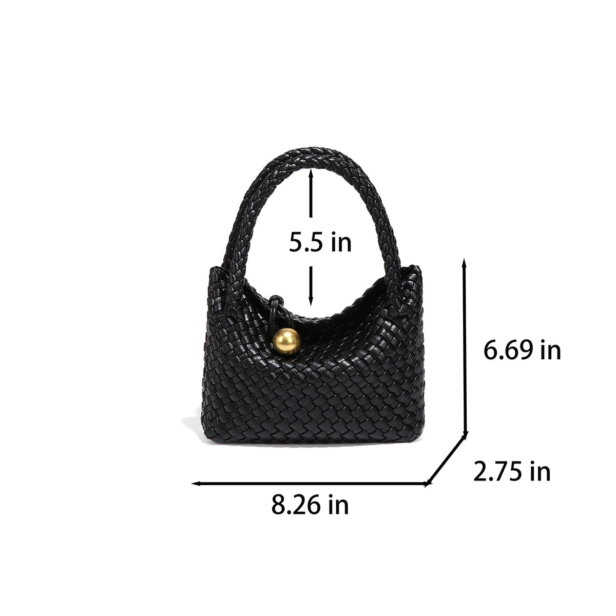Waiyqju Mini Woven Women's Handbag Lightweight Luxury Vegan Leather Handle Fashion Business Daily Crossbody Bag (6# Off-white)