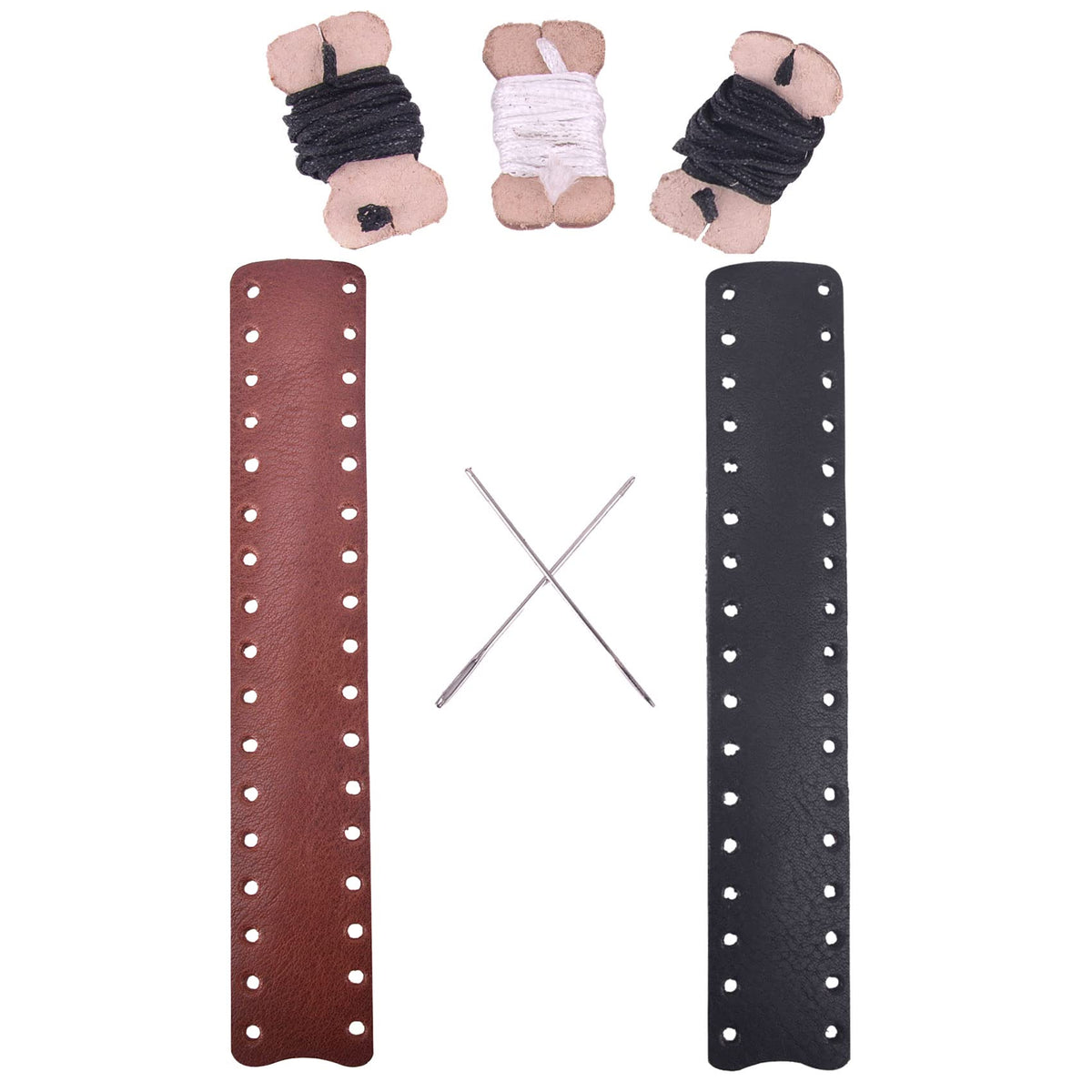 Tas Trost Cowhide Leather Lever Wrap For Lever Action Rife, Shotgun For Hunting Shooting (Brown ×1，Black×1, 6inch)