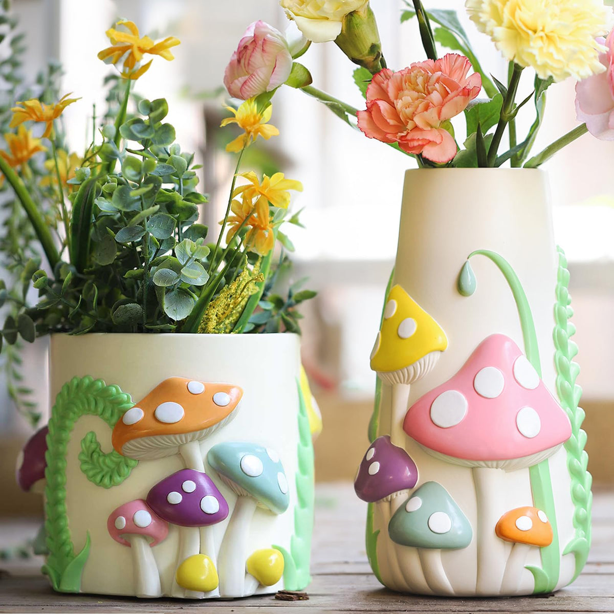 GUGUGO Pastel Mushrooms Vase for Flower Bundle Colorful Mushrooms Planters…