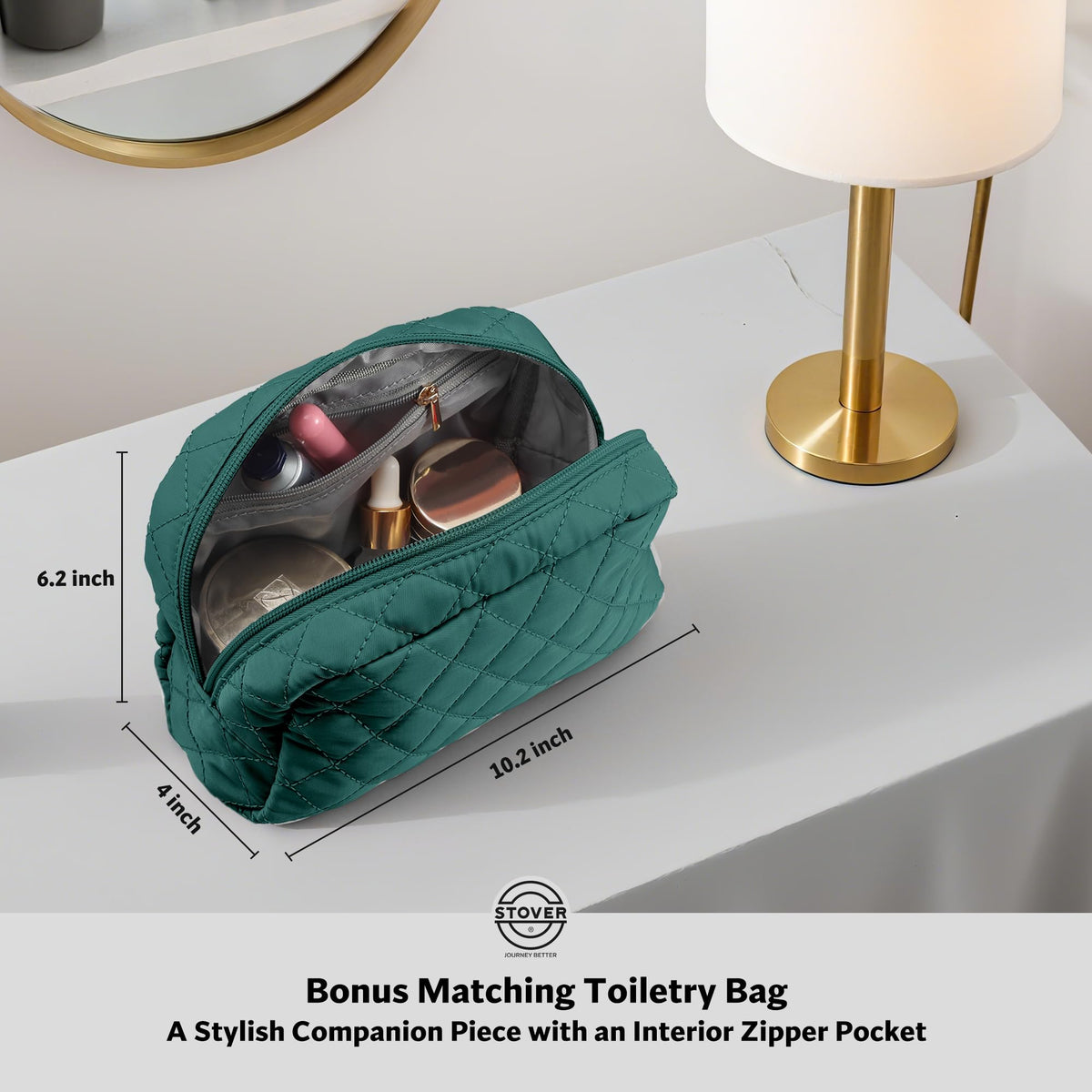 STOVER Women’s Convertible Garment Duffel Bag for Travel – 2-in-1 Carry-On Weekender/Overnight Tote - Wrinkle-Free Dresses, Suits & Clothes + Shoe Compartment & Bonus Toiletry Bag (Emerald Green)