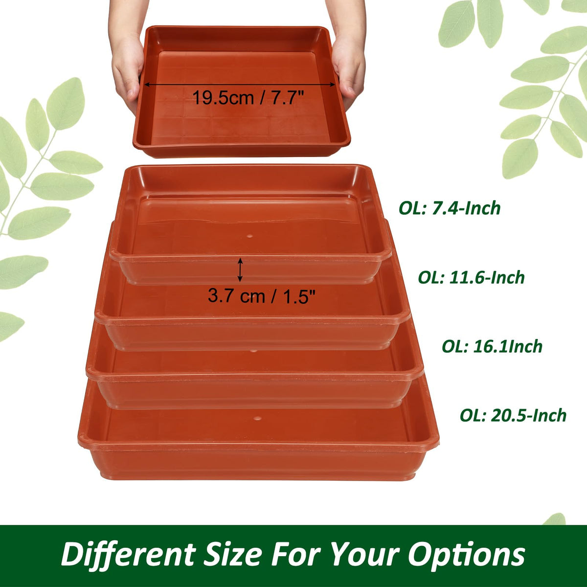PATIKIL Plant Saucer Tray, 5 Pack 9 Inch Plastic Square Plant Saucer Flower Planter Drip Tray for Indoors Outdoors Patio Balcony, Terracotta