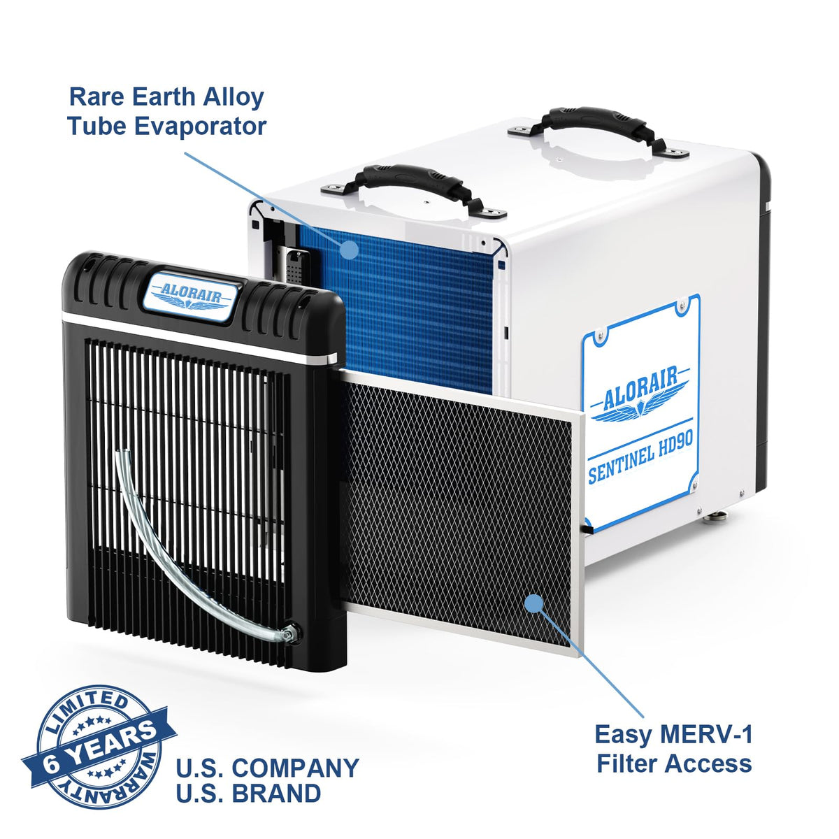 ALORAIR Basement/Crawl Space Dehumidifiers 198 Pint (Saturation), 90 PPD (AHAM), Auto Defrosting System, Commercial Dehumidifier
