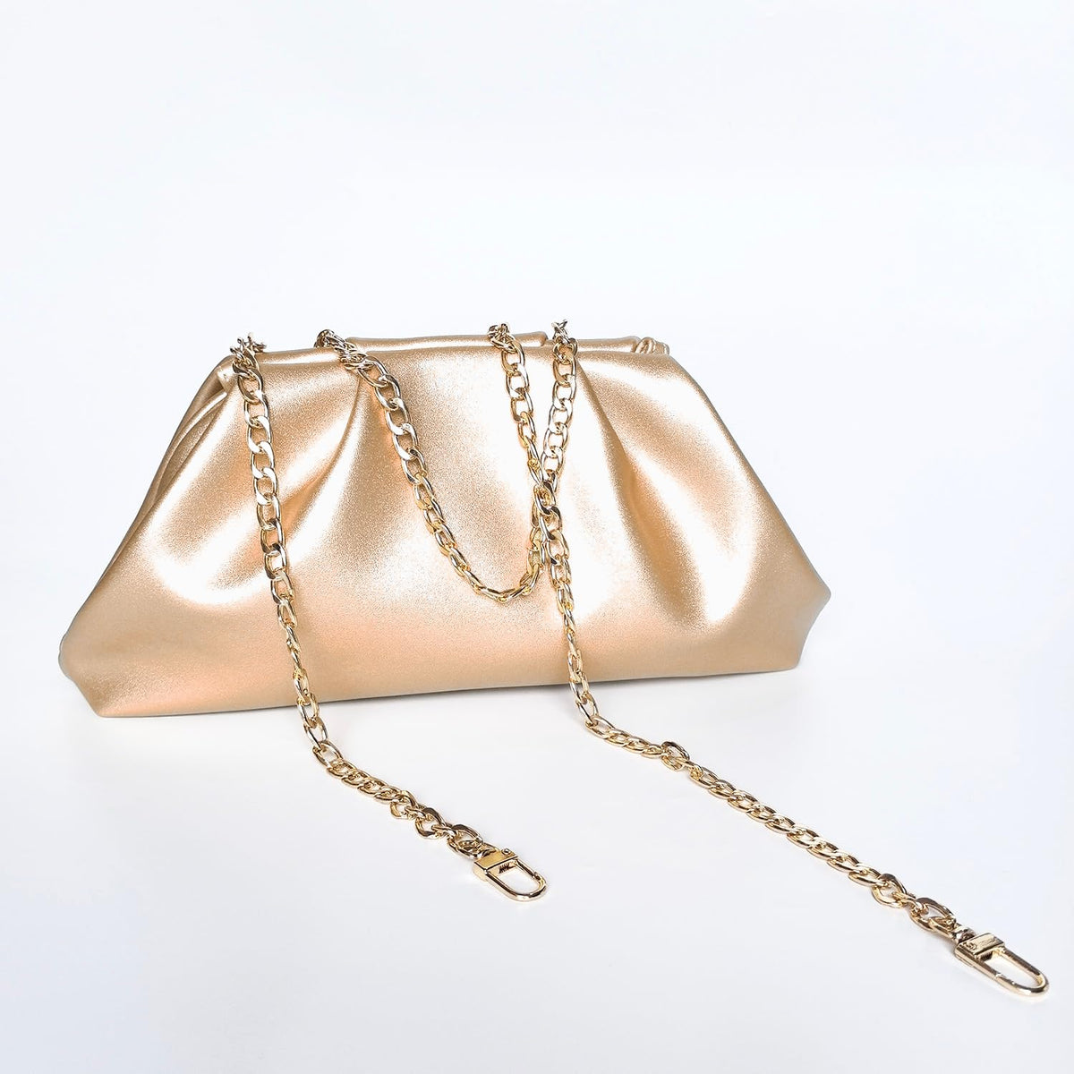 Huralona Dressy Pleated Vegan Leather Clutch Purse Bag for Women Super Chic Soft PU Evening Purse Handbag (Beige)