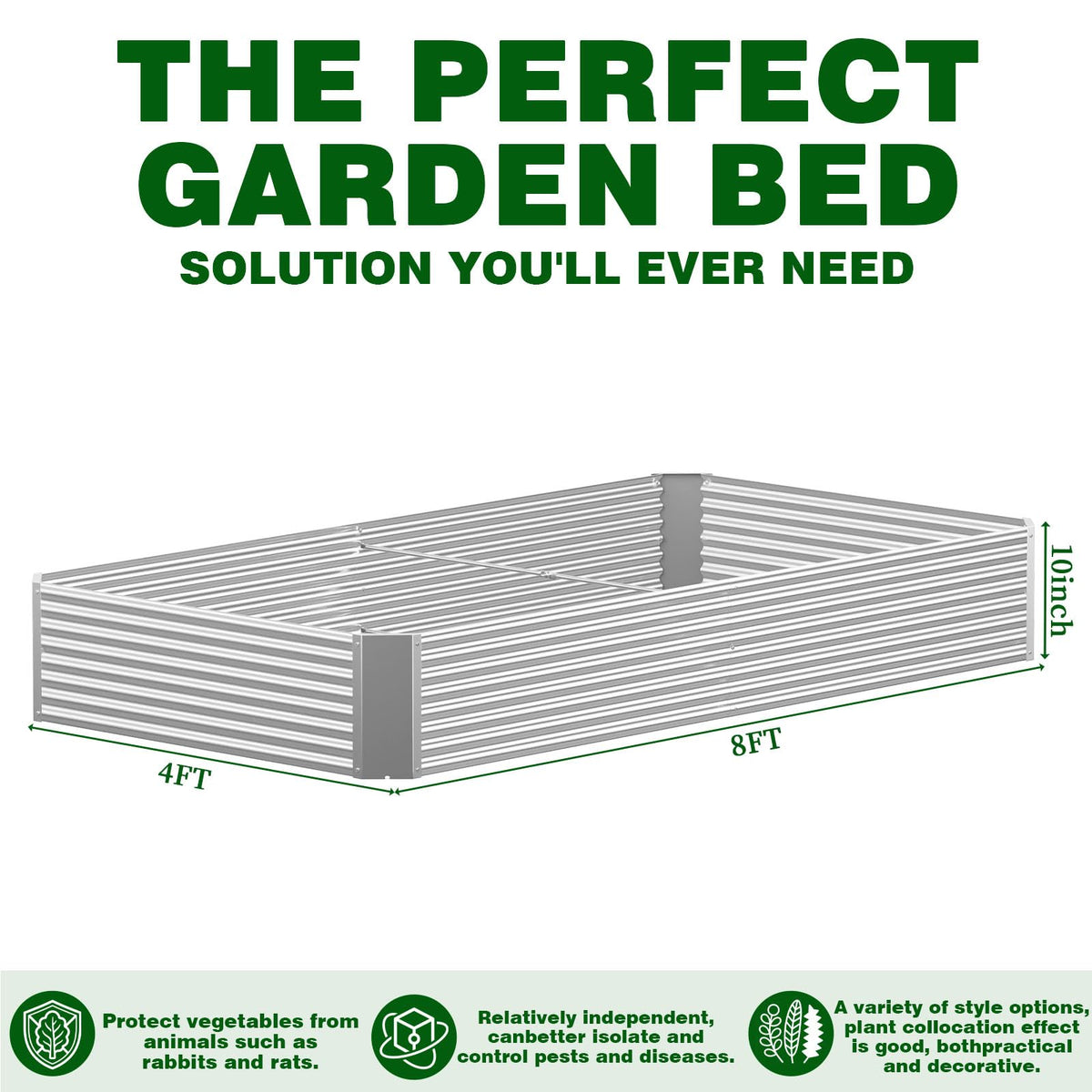 Annzoe 3 Pcs 8 x 4 FT Galvanized Steel Raised Garden Bed for Outdoor Gardening, Durable Metal Planter Box for Vegetables, Herbs, and Flowers, Easy Assembly & Rust Resistant