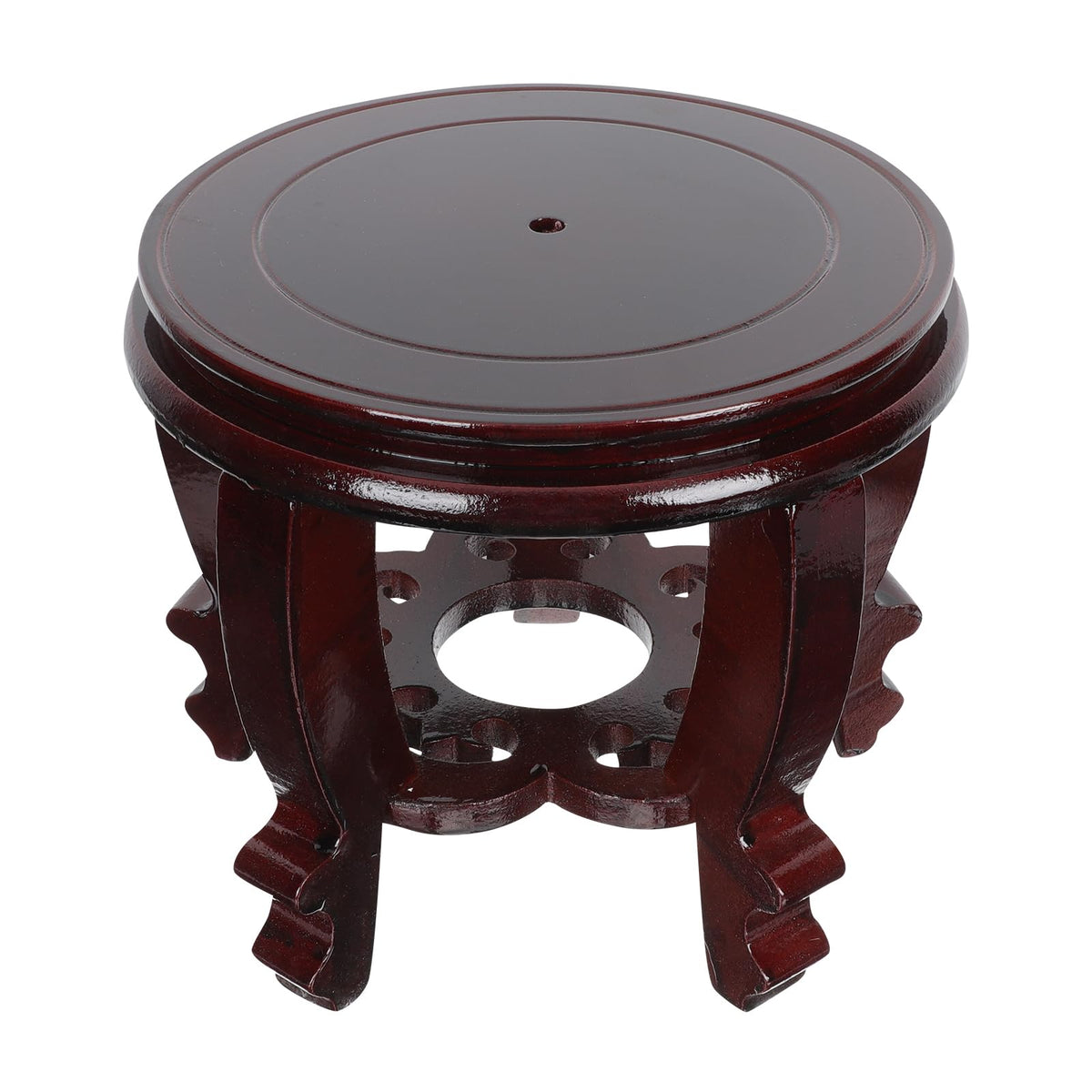 DOITOOL Large Plant Stool Wood Planter Stand Round Wooden Fish Tank Stand Oriental Style Indoor Plant Stand Wooden Display Base
