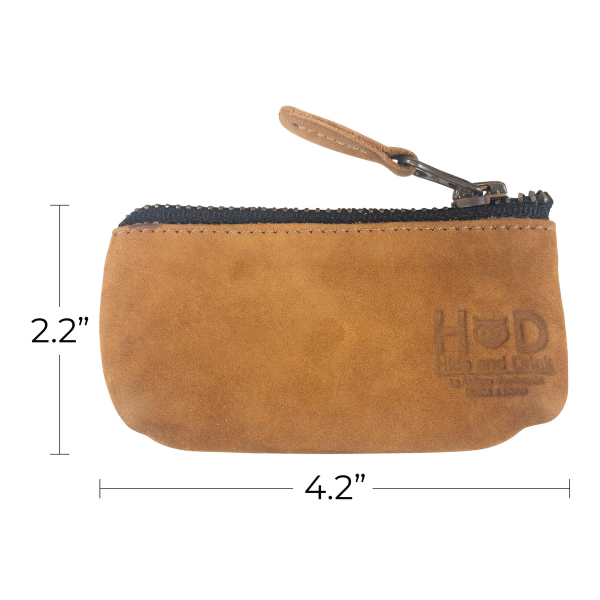 Hide & Drink, Leather Key Holder Pouch, Zippered Coin Bag, Money Purse, Earphone Holder, Charging Cable, Memory Cards Organizer, Vintage Style, Handmade (Old Tobacco)