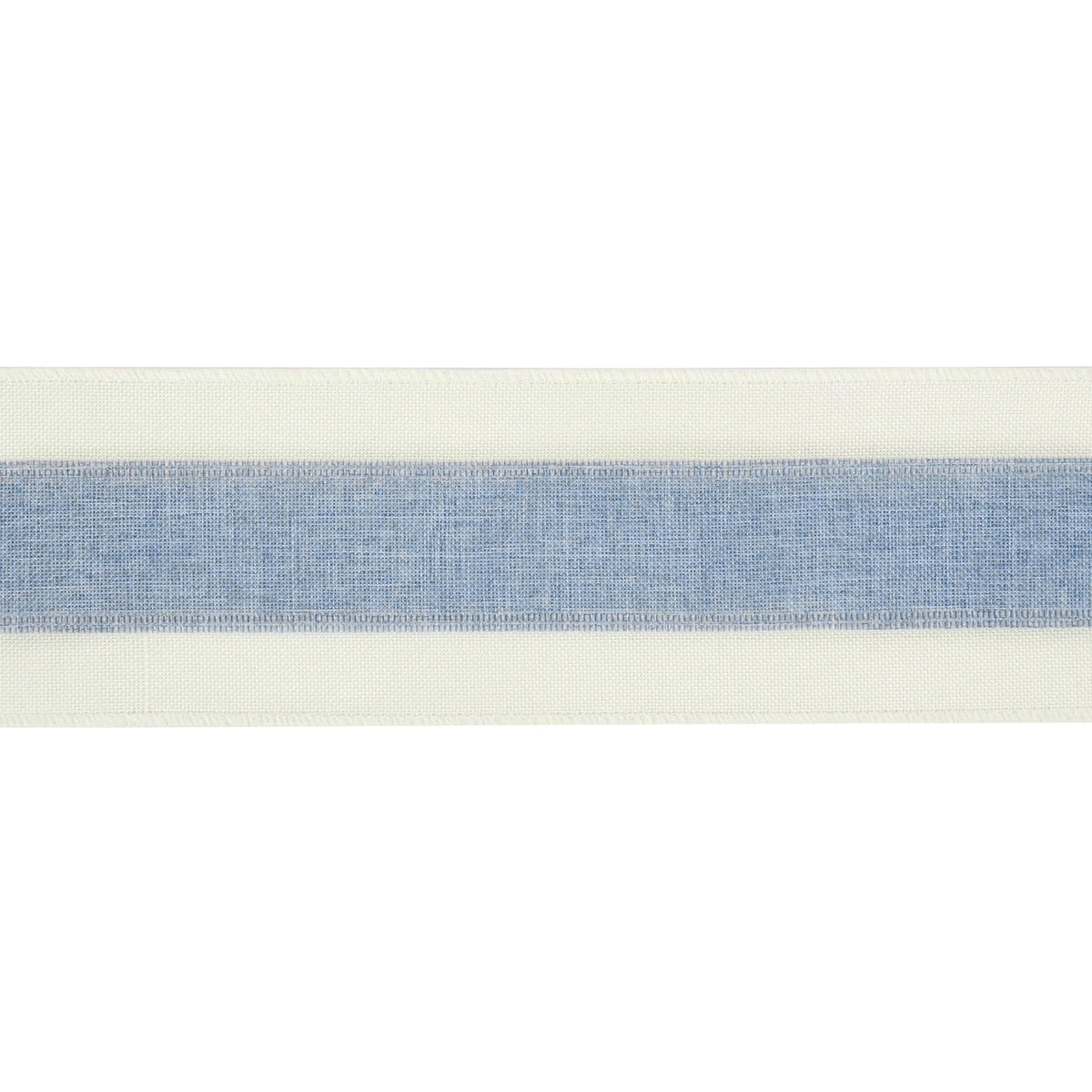 MEEDEE Blue and White Stripe Ribbon Wired 2.5 Inch Light Blue Burlap Ribbons with Ivory Stripe Edge Wreath Supplies, Baby Shower Decorations, Crafts Bow Making (10 Yards)