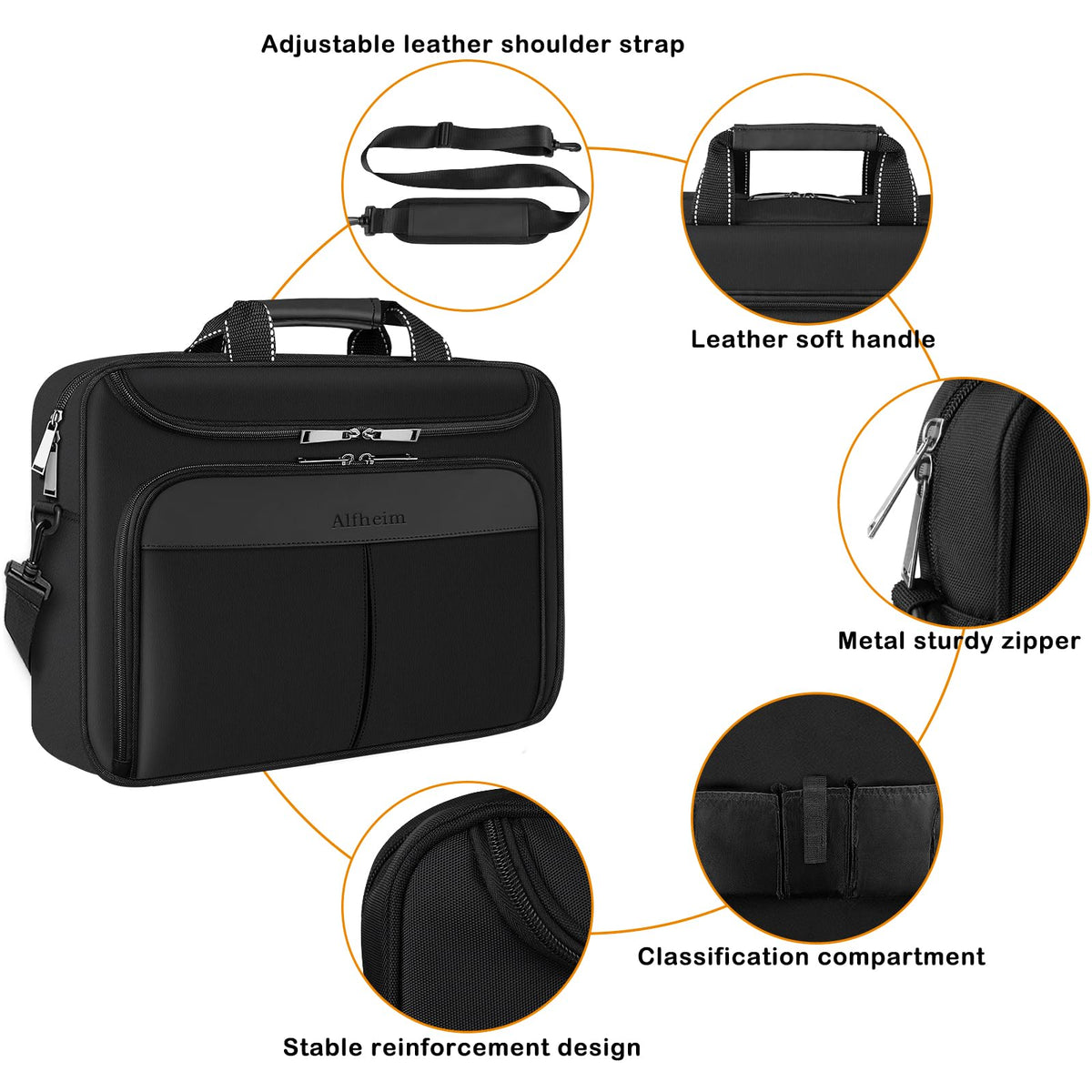 Enkinil 17 inch Waterproof Protective Laptop Messenger Briefcase with Adjustable Shoulder Strap, Men Women Travel/Business Bag Compatible with HP ZBook,ThinkPad,DELL Inspiron