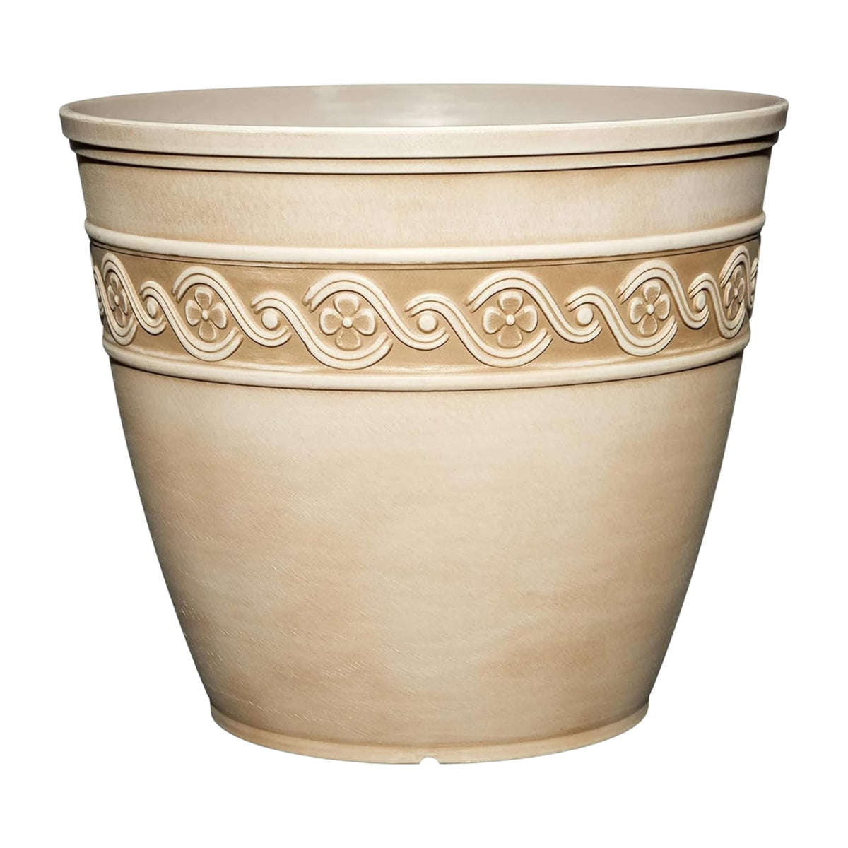 Classic Home and Garden Corinthian Resin Flower Pot Planter, Desert Tan, 8"