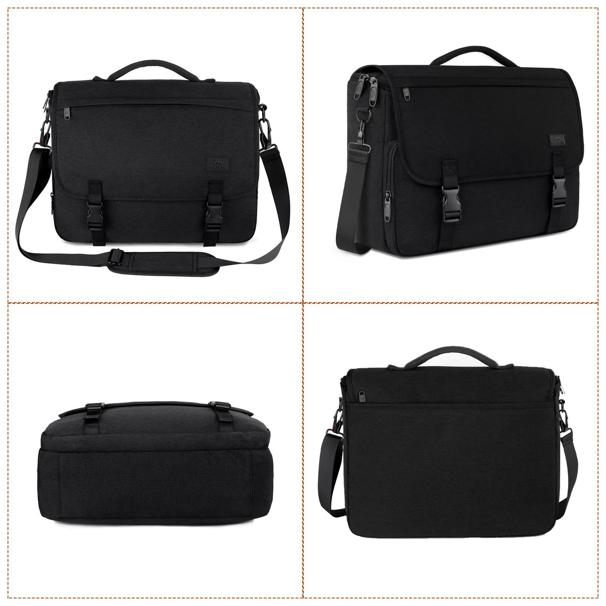 MATEIN Messenger Bag for Men, Briefcases Lightweight Men's Laptop Bag 15.6 inch Water Resistant Crossbody School Satchel Bags Computer Work Office Bag with Shoulder Strap, Black