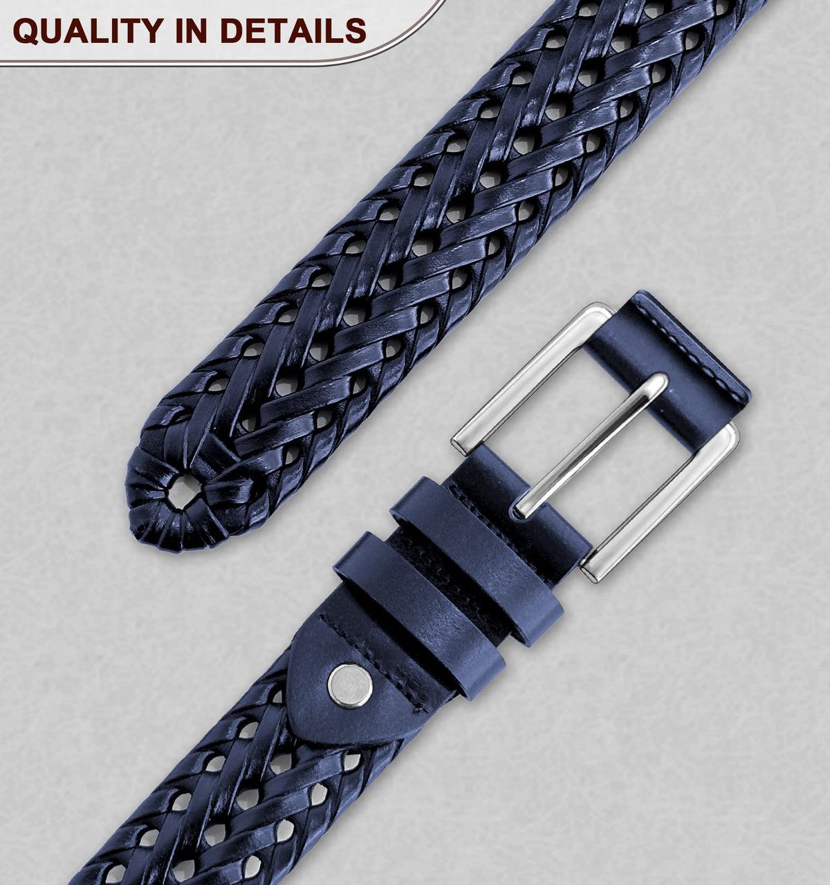 KEMISANT Mens belt 2 Pack, Woven Braided Leather Belt for Men Causal Golf Pants Polo Shirts Matching