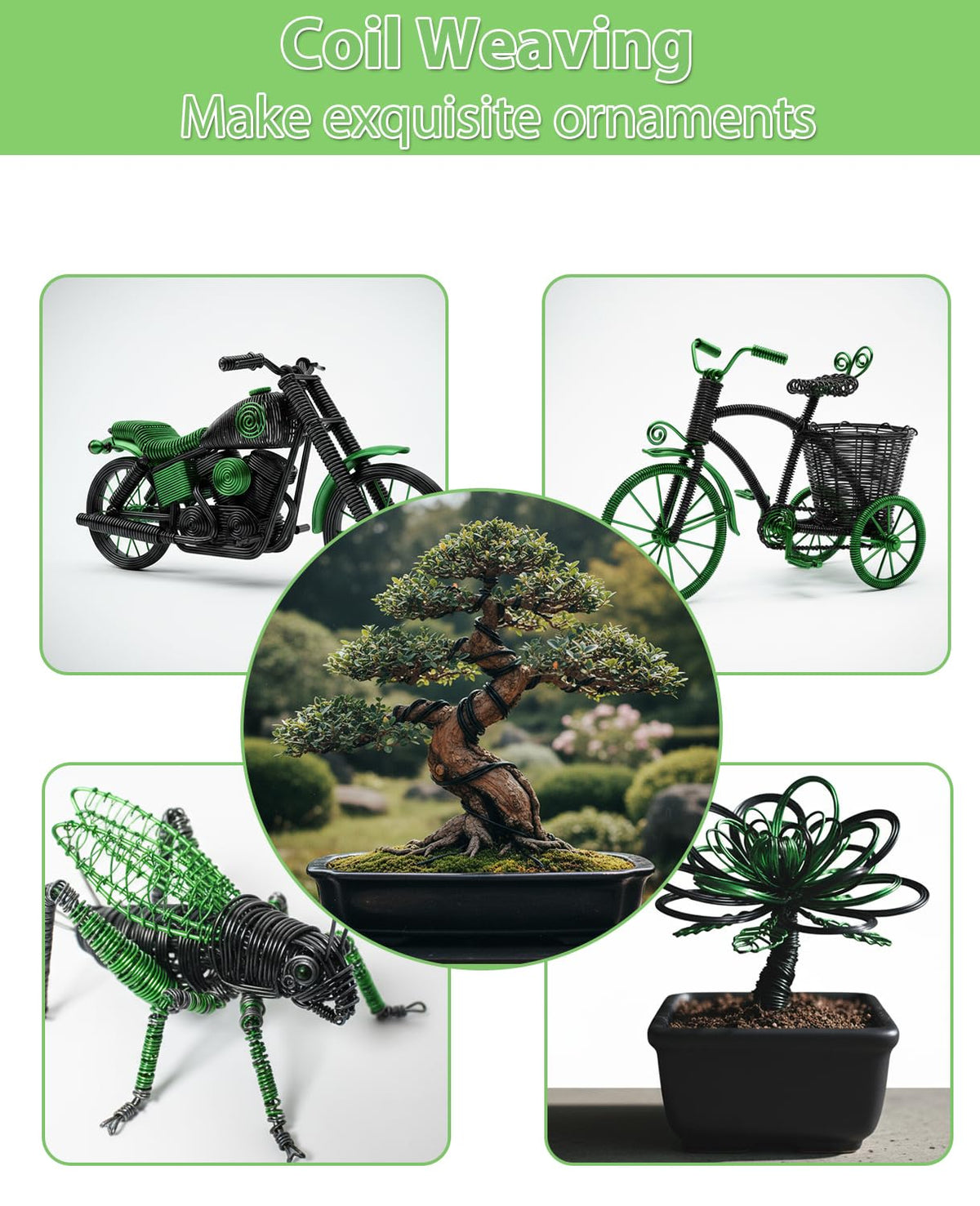 MOSFiATA Bonsai Wire Kit 8Pcs, 7 Roll Aluminum Bonsai Training Wire Coils with Cutter Set - Multiple Sizes (1/1.5/2.0/3.0mm) for Bonsai Trees Branch Control Plant Shaping