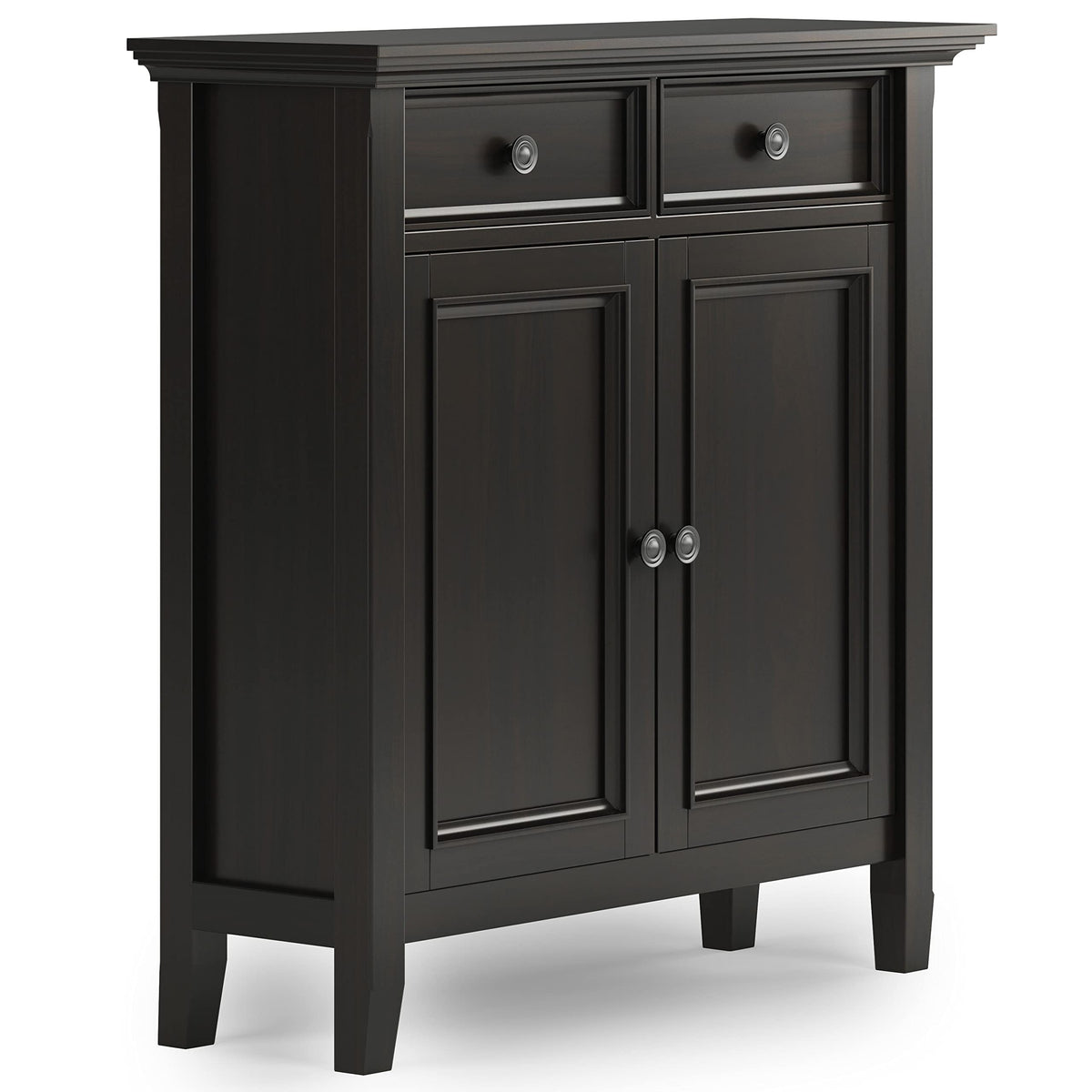 SIMPLIHOME Amherst Solid Wood 48 inch Wide Storage Bench that Seats 2 and 36 inch Wide Storage Cabinet in Hickory Brown for the Living Room, Entryway, and Family Room, Transitional Style