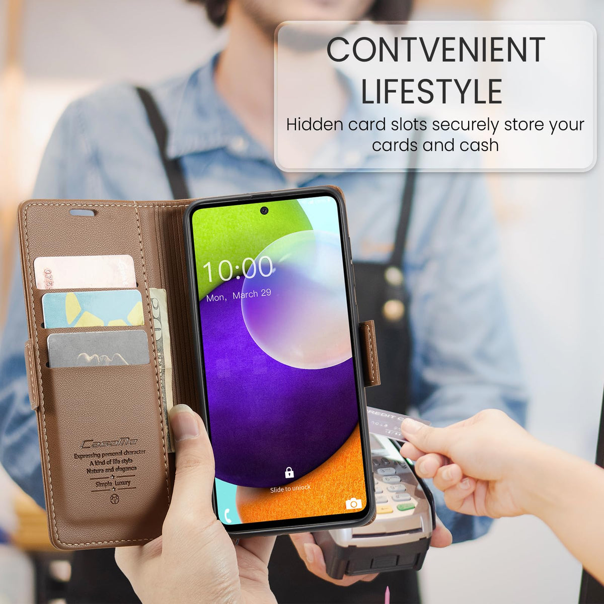 Rerzoiro for Samsung Galaxy A52 4G/5G Case, Premium PU Leather Wallet Case Flip Cover with [RFID Blocking][Card Holder][Stand Function] for Samsung Galaxy A52 (5G/4G)/A52s 5G, Brown