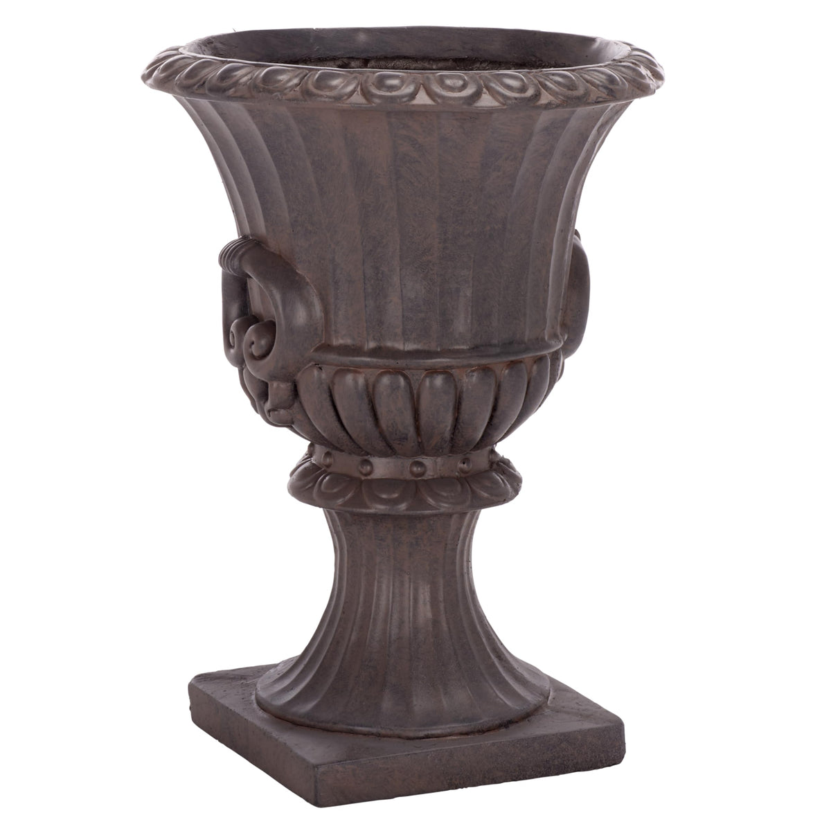 SAFAVIEH Outdoor - Arden Pedestal Planter Pot - Brown Magnesium Oxide Weather-Resistant Garden Urn with Drainage Hole for Patio, Porch & Entryway, 11" W x 11" D x 15.4" H (PAT5044B)
