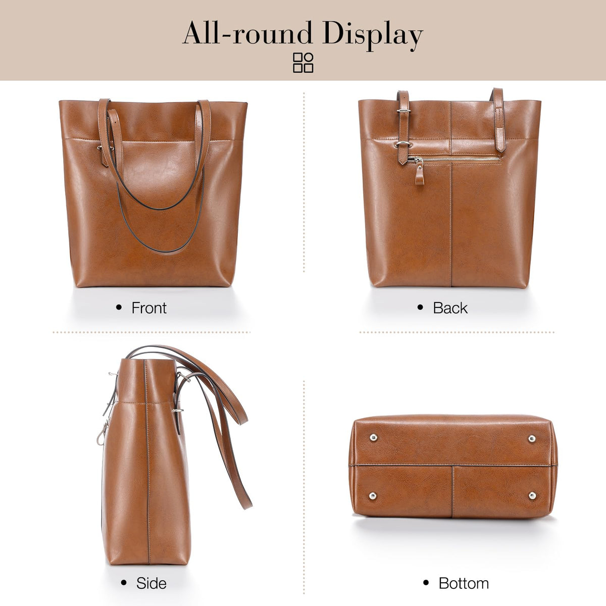 UEIRY Genuine Leather Tote Bag for Women, Large Women's Leather Shoulder Bags, Designer Womens Totes Purse with Top Handles