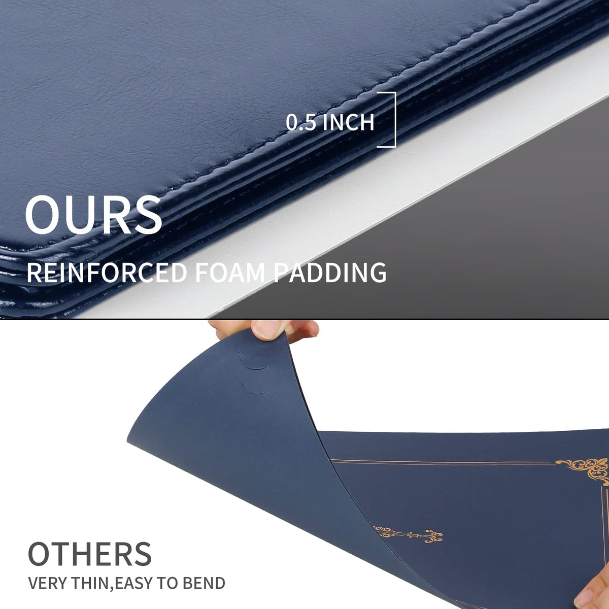 HH-STUDIO CUSTOM Diploma Cover 8.5 x 11 Navy Blue Certificate Holder- US Letter Size Graduation Gifts Leatherette