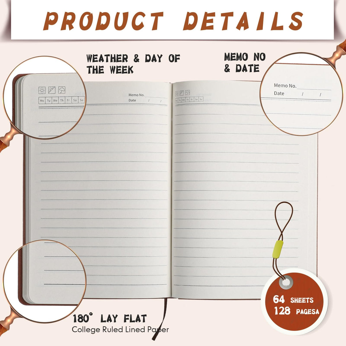 PerKoop 36 Pcs A5 PU Leather Journals Soft PU Leather Cover Ruled Writing Notebook Lined Journal Notebook for Office School Business Writing 128 Pages, 8.1'' x 5.6'' (Morandi Color)