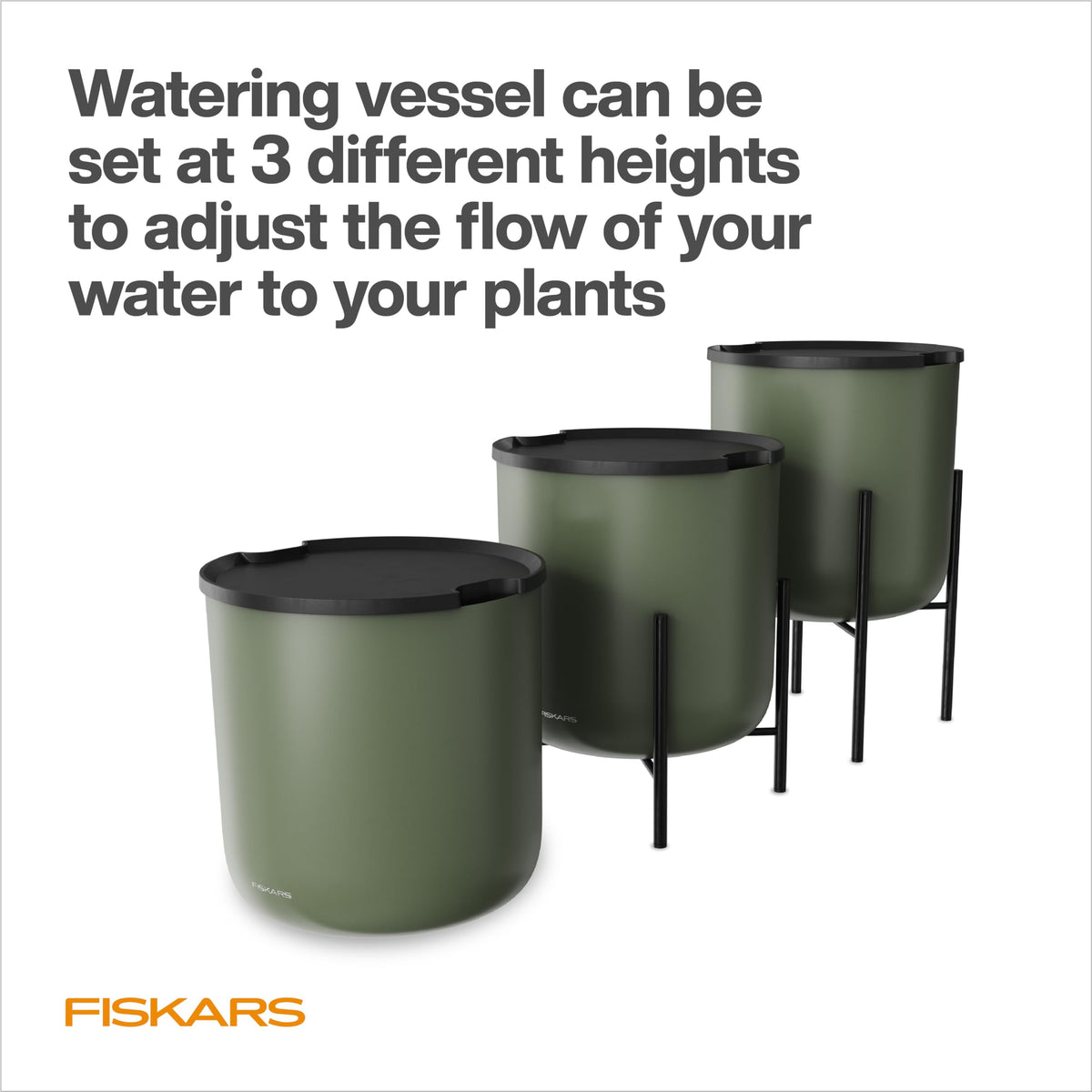 Fiskars LifeWell Watering System for Houseplants, Self-Watering Indoor Plant Stand with Siphon Action, Waters Up to 6 Plants, 33" Reach