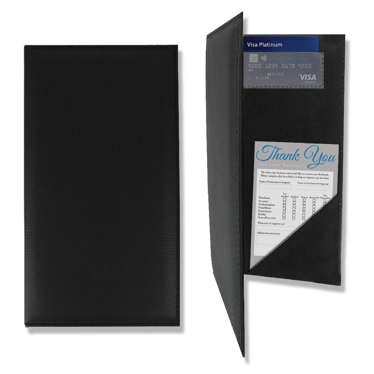BankSupplies Leatherette Guest Check Presenters for Restaurants Set of 20 Water-Resistant Server Books with Credit Card and Side Pockets 5.5 x 10 Inches