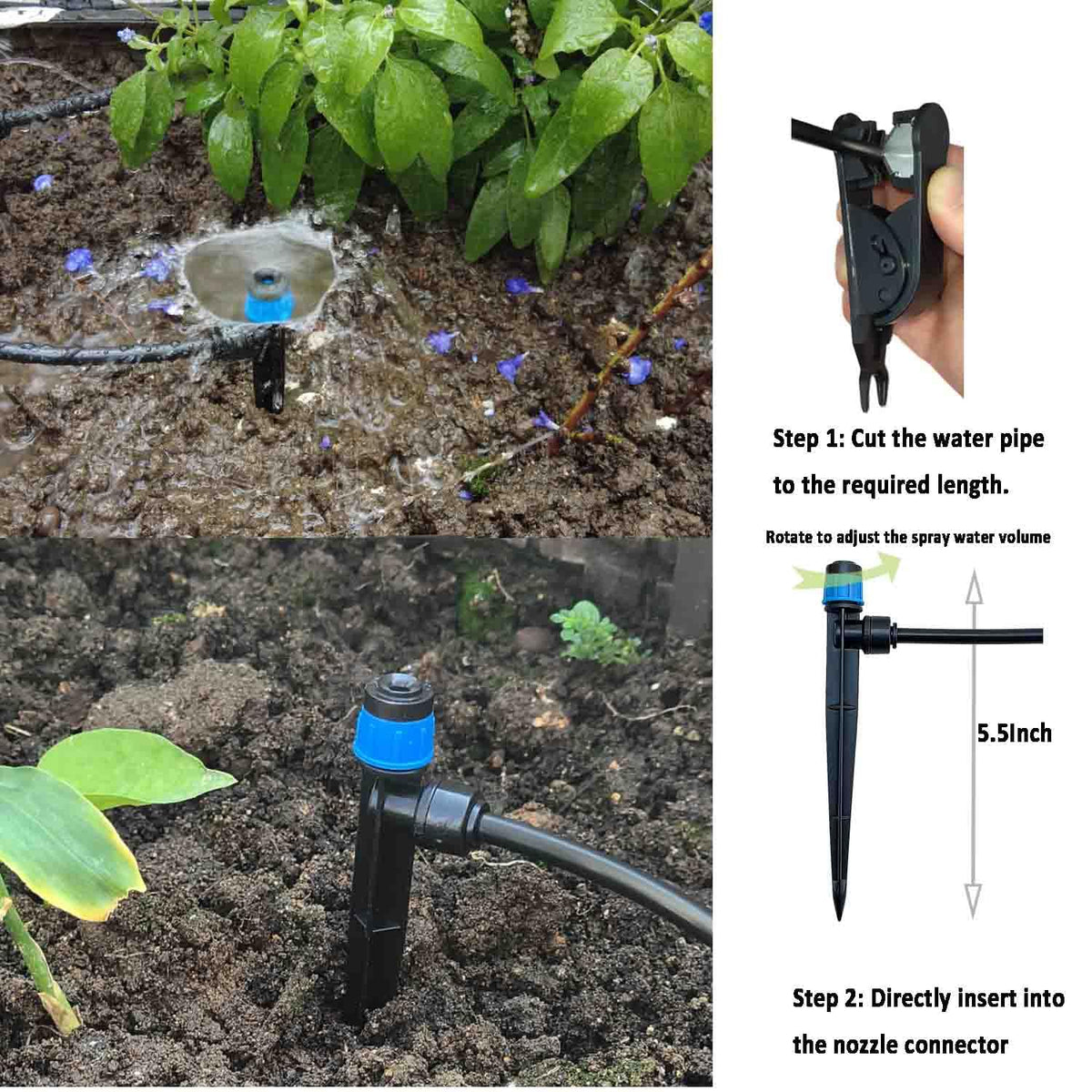Drip Irrigation System with Water Timer for Garden,Main ID 1/2inch 16.5Ft and 1/4inch 96Ft Water Hose, Watering System Sufficient Water Pressure, Irrigation Dripper Waterflow Evenly Easy DIY