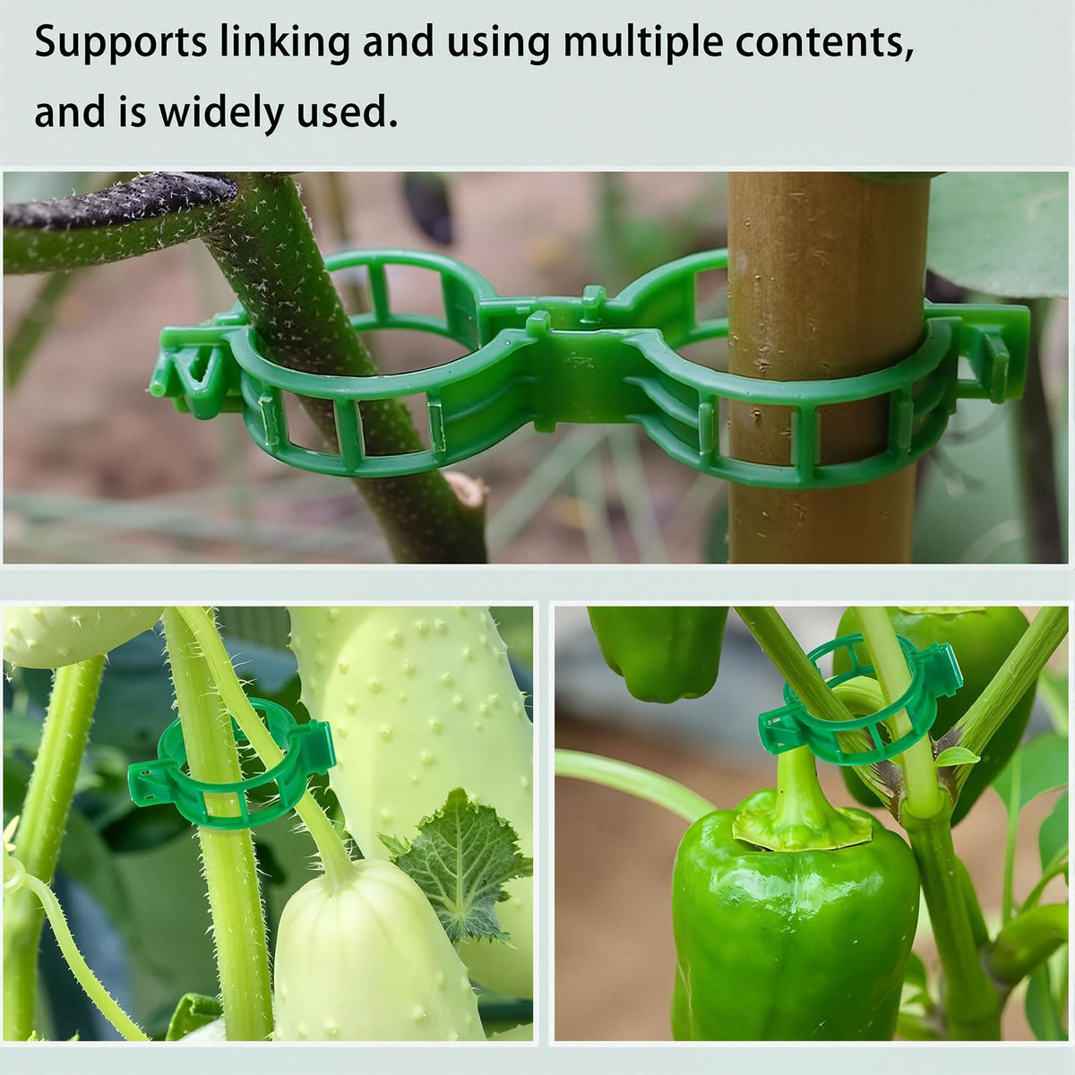 300Pcs Tomato Clips Plastic Plant Support Clips for Garden Trellis Twine and Greenhouse Vine Support Garden Clips for Tomatoes Cucumbers Peppers Climbing Vegetables and Flowers Upright Growth