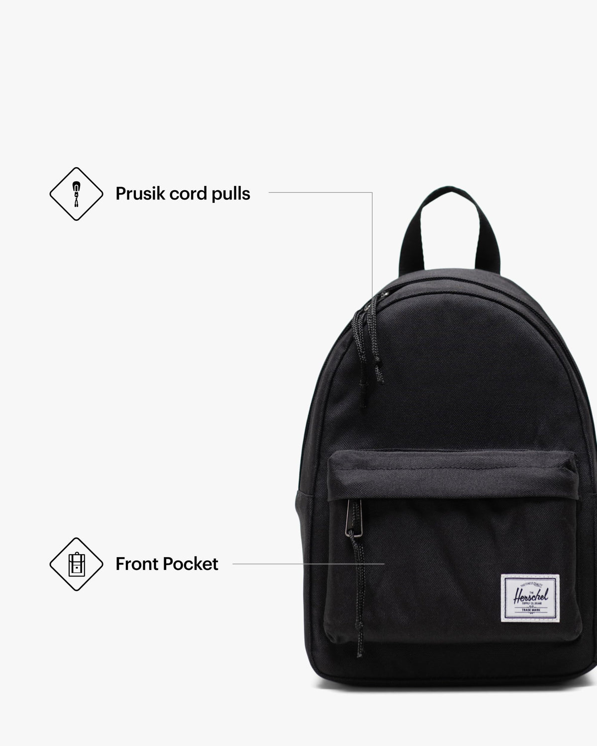 Herschel Classic Backpack, Black,Mod Mini - 6.5L