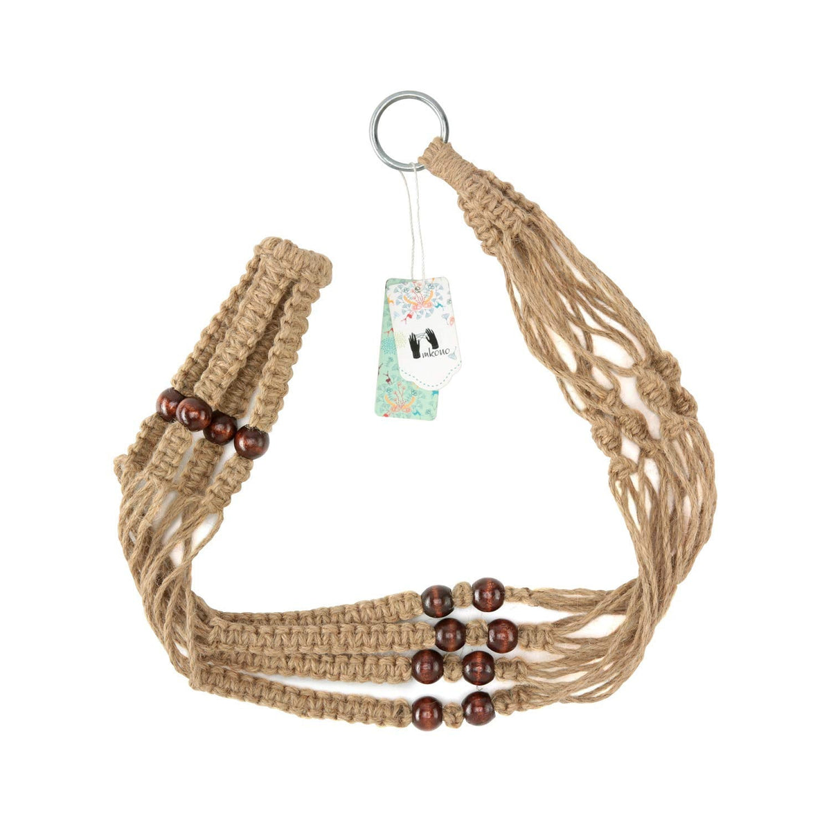 Mkono Macrame Plant Hangers Indoor Jute Hanging Planter Basket and Ceiling Hooks, Wood Beads Decorative Flower Pot Holder for Indoor Outdoor Boho Home Decor,Brown
