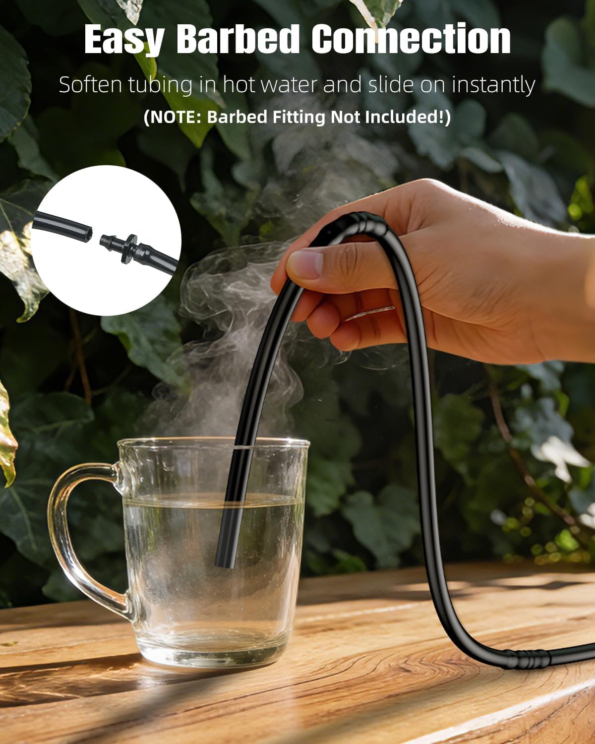 Pawfly 200 ft. 1/4" PE Irrigation Dripline Tubing, Black Polyethylene Distribution Line, Quick-Connect Compatible Drip Hose for Small Garden & Potted Plants