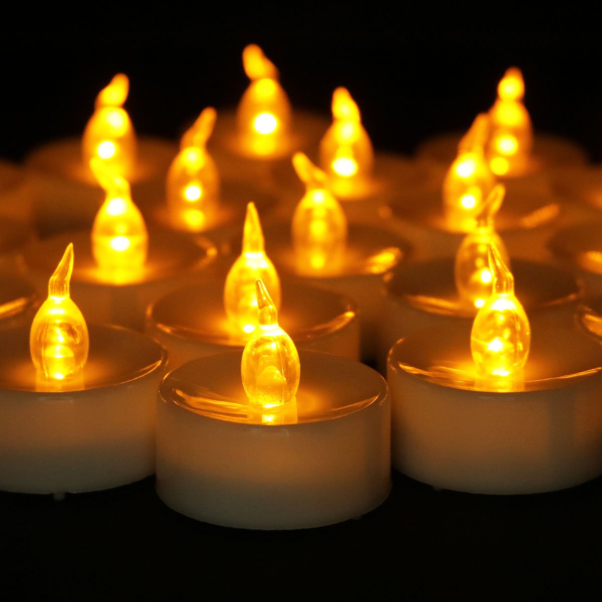 Cozeyat 12pcs Tea Lights Led Timer 6 Hours Battery Operated Mini Candles, Long Lasting Timed Tealights Flickering Yellow for Wedding Reception Christmas Party Holiday Home Kitchen Church Decorations
