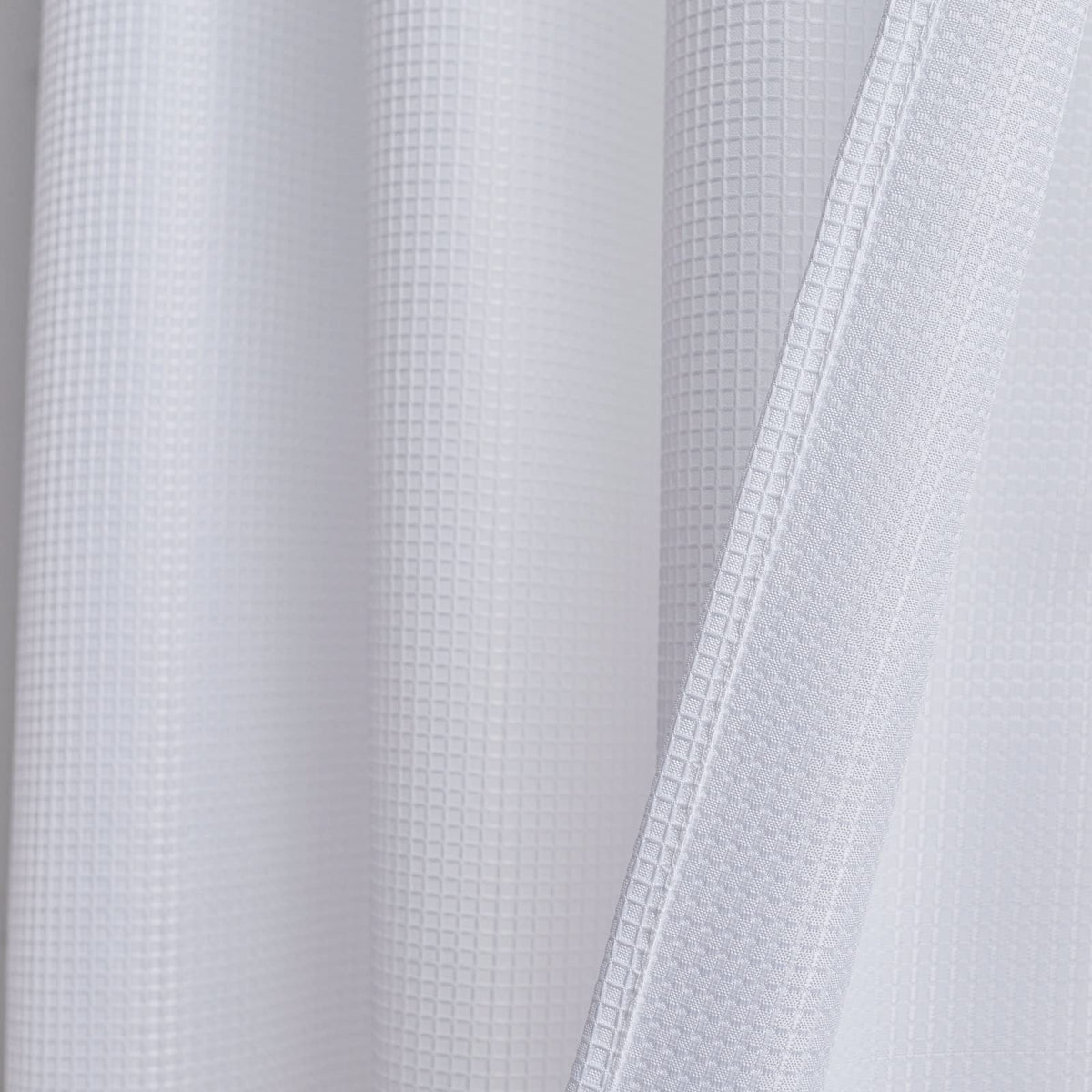 Valea Home Water Repellent Tailored Tier Pair Curtains, Waffle Weave Textured Short Curtains for Bathroom, 72" x 45", White, Set of 2