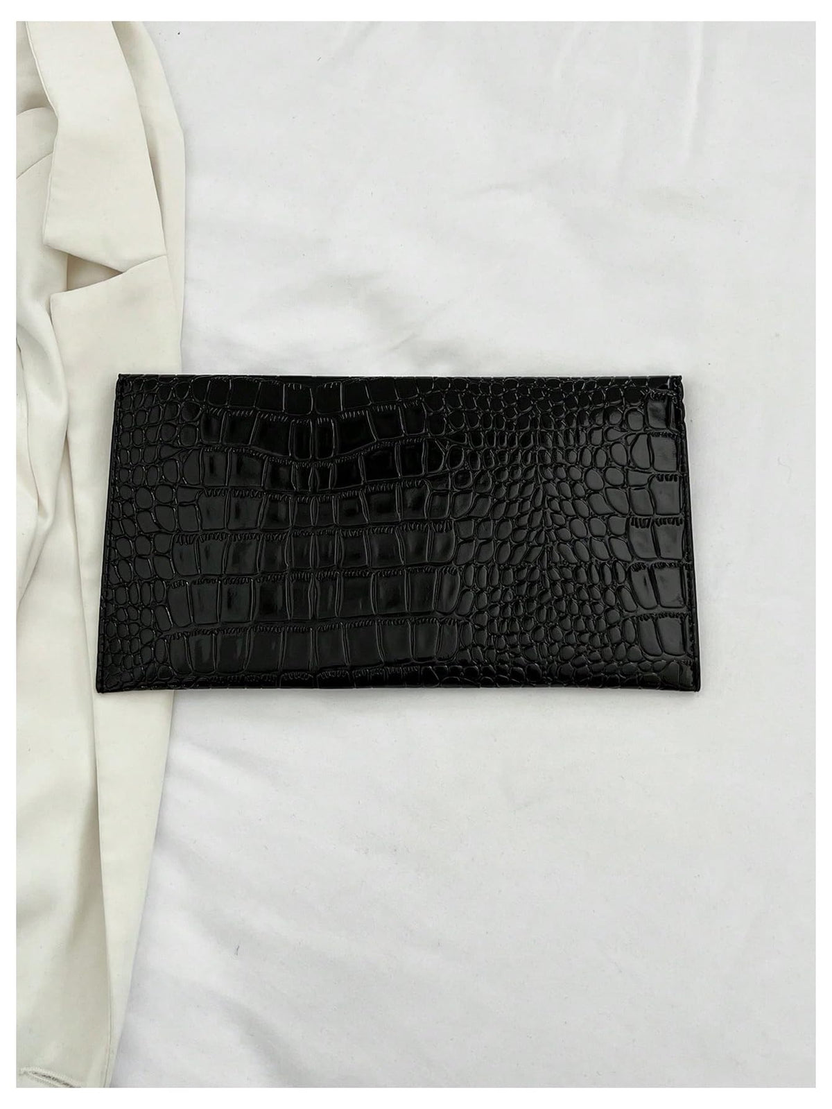 Verdusa Women's Clutch Evening Bags Trendy Envelope Handbags Metallic Purses Black a One Size