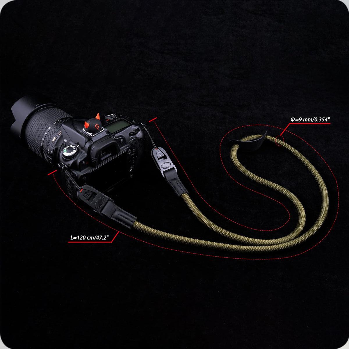 VKO Camera Strap Rope,Quick Release Vintage Cute QD Nylon Neck Shoulder Straps for Photographers Film DSLR-Black