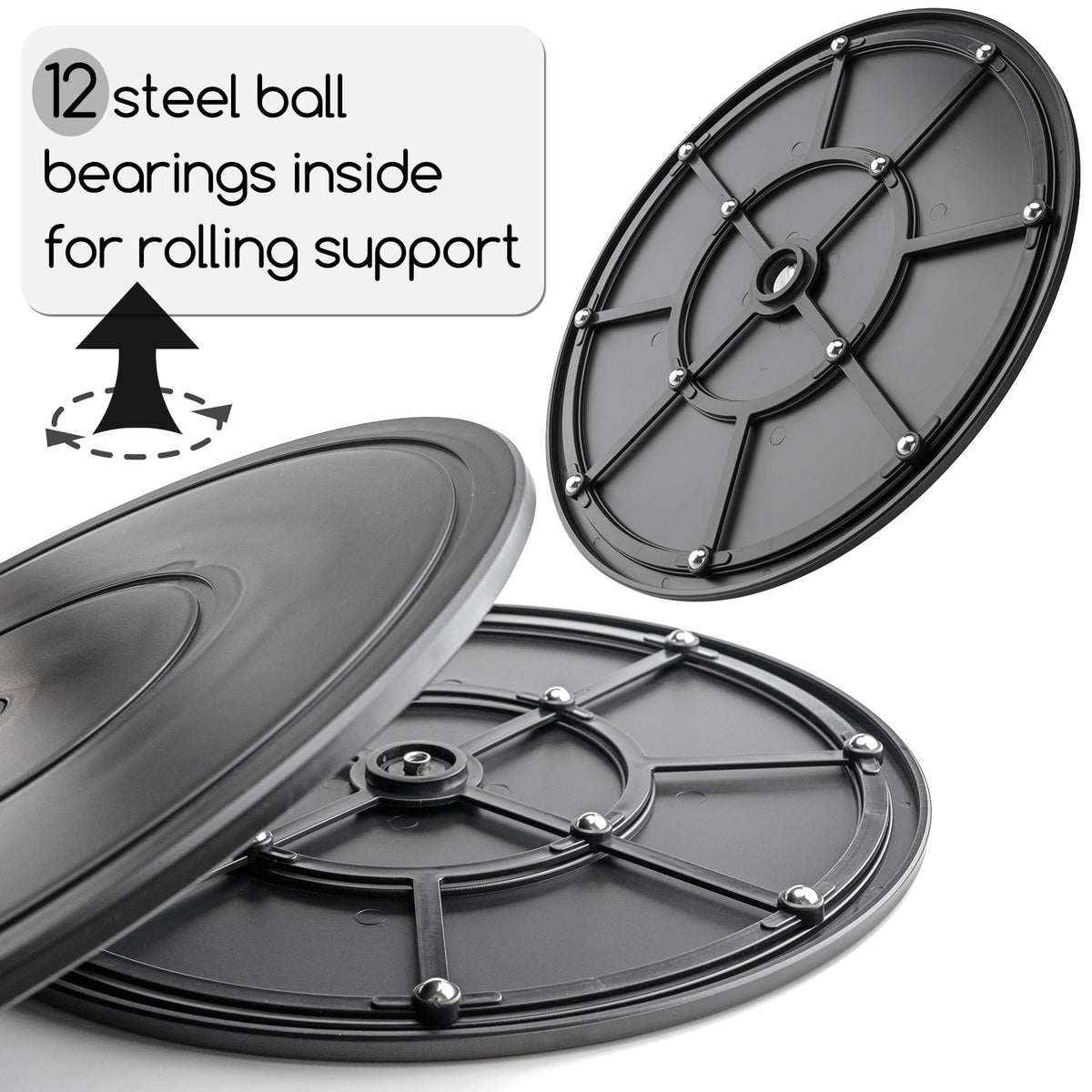 Famgee 12 Inch Heavy Duty Lazy Susan Turntable Rotating Swivel Stand with Steel Ball Bearings for Flat Panel Monitors, Computer, TV, Speakers, Bonsai, Statue, Cabinet Organizer
