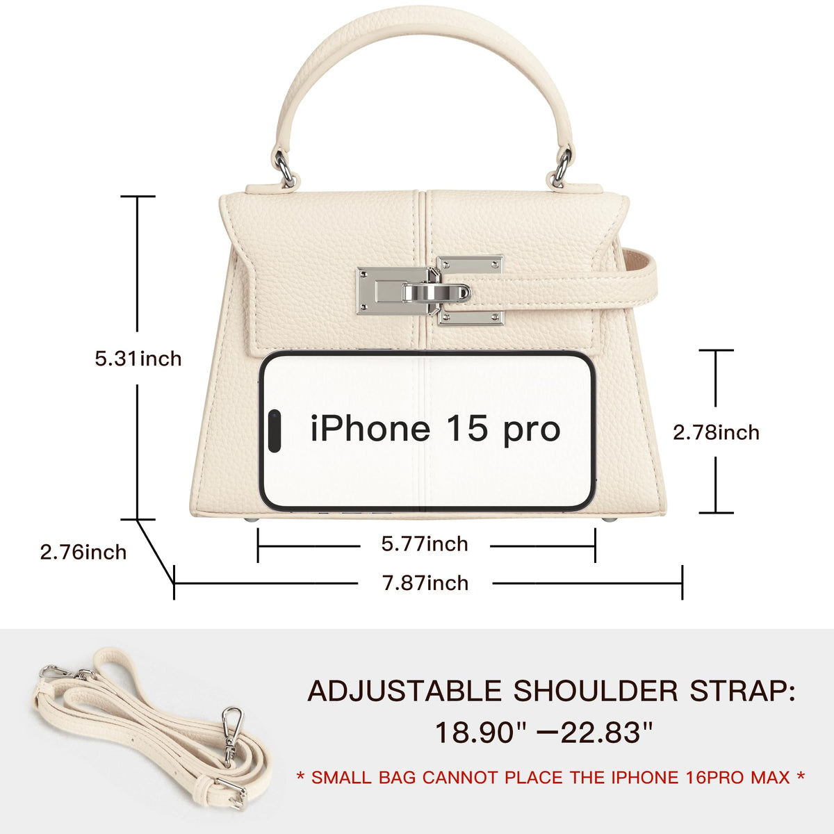 Women's Top Handle Handbag Vegan Leather Crossbody Bag,WHITE,SMALL