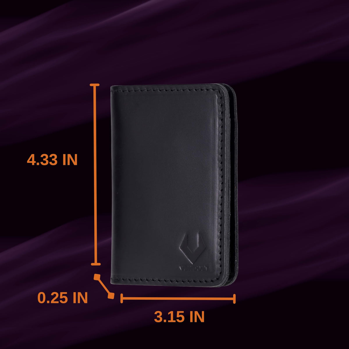 VENOULT Genuine Leather, Bi-fold Card Holder, Wallet with 4 Credit Card and 2 Cash Slots for Man or Women, (4.3 x 3.1 x 0.25 in), Slim Minimalist Design, Handcrafted (Rustic Black)